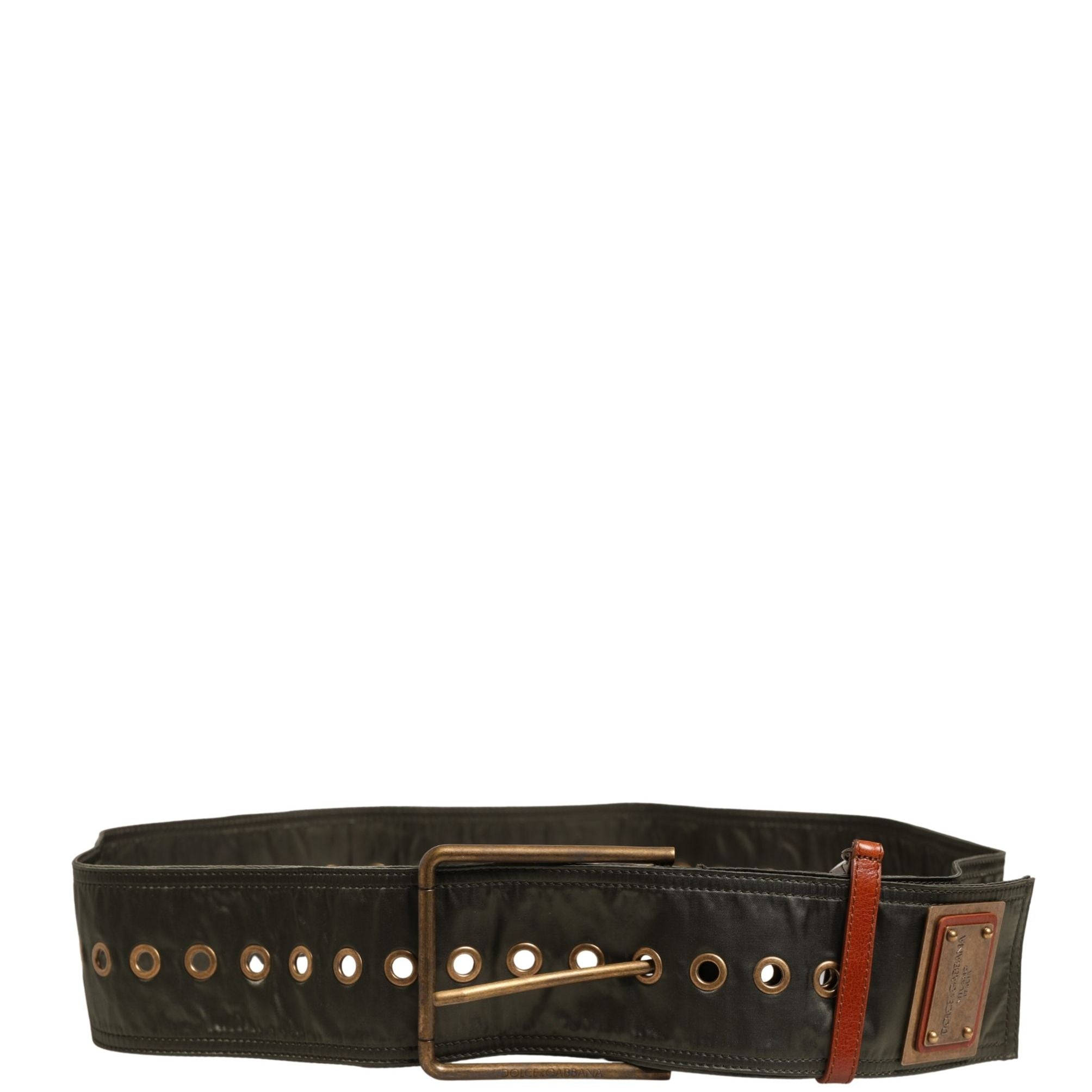 Dolce & Gabbana Men Black Wide Leather DG Metal Buckle Belt