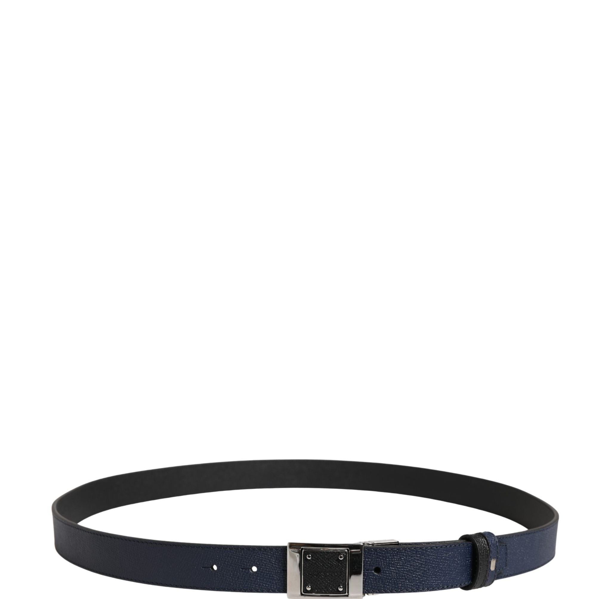 Dolce & Gabbana Men Blue Calfskin Leather Square Buckle Belt