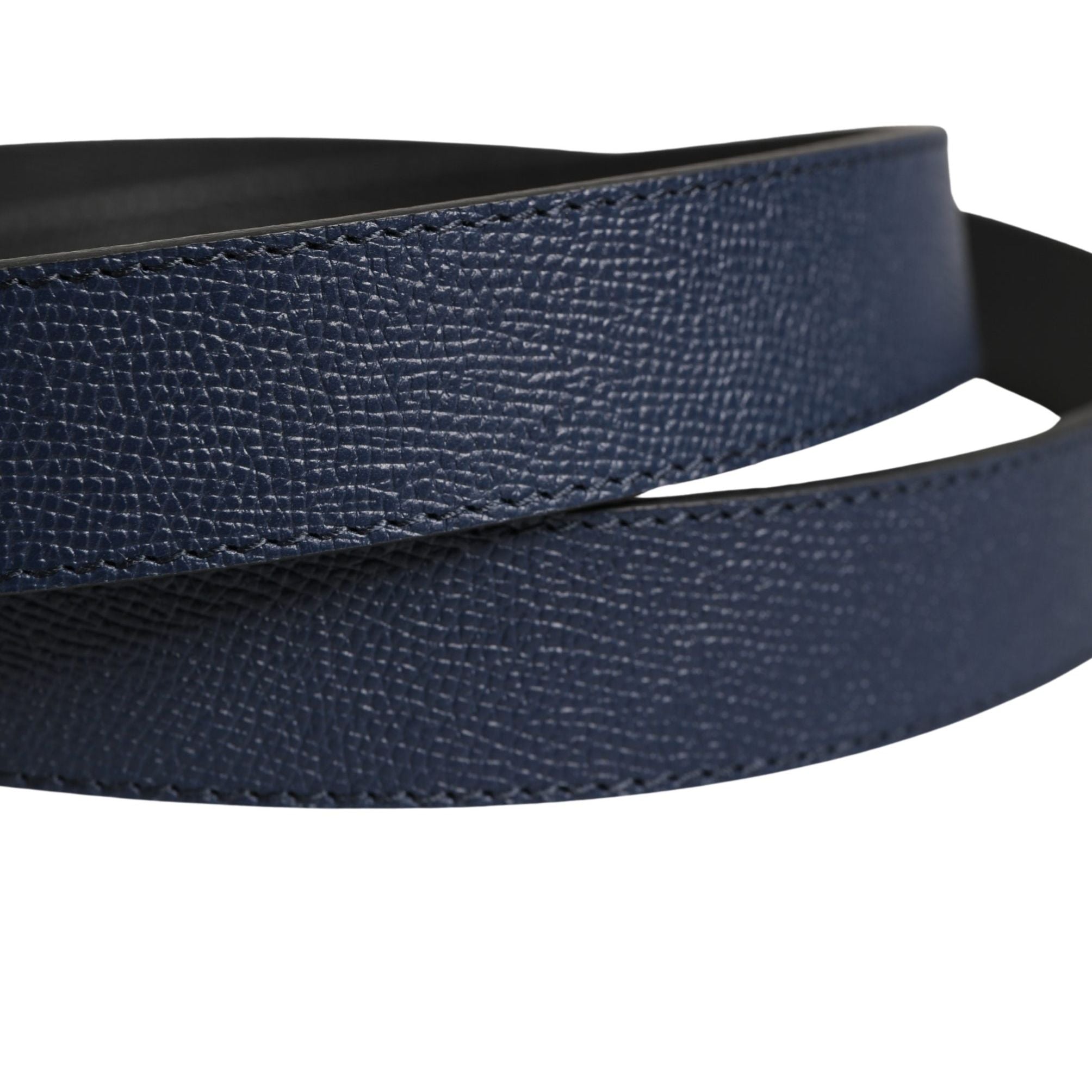 Dolce & Gabbana Men Blue Calfskin Leather Square Buckle Belt