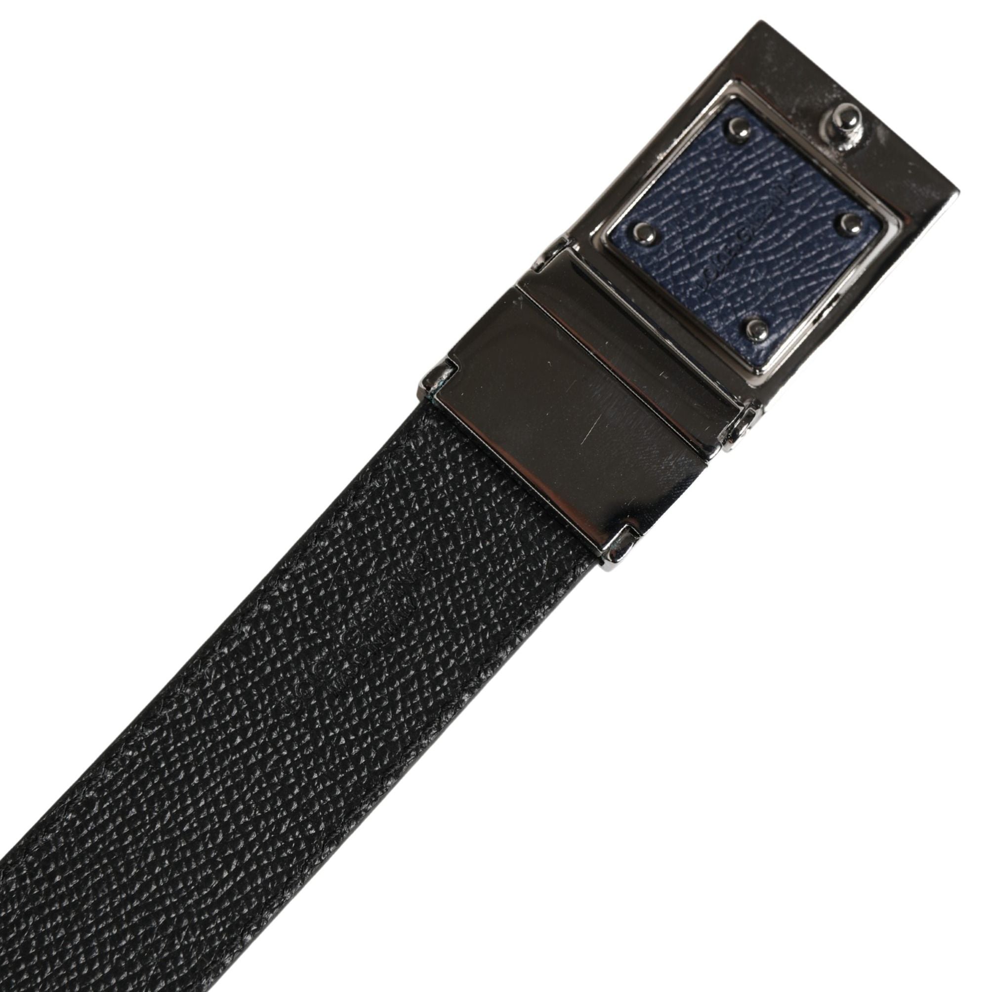 Dolce & Gabbana Men Blue Calfskin Leather Square Buckle Belt