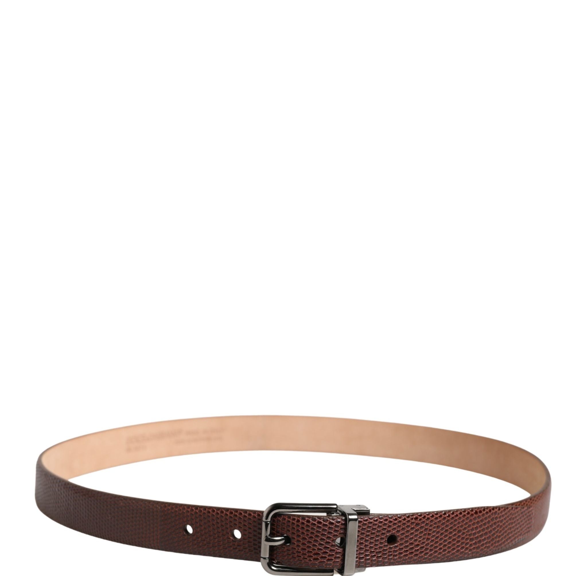 Dolce & Gabbana Men Brown Goatskin Leather Metal Buckle Belt