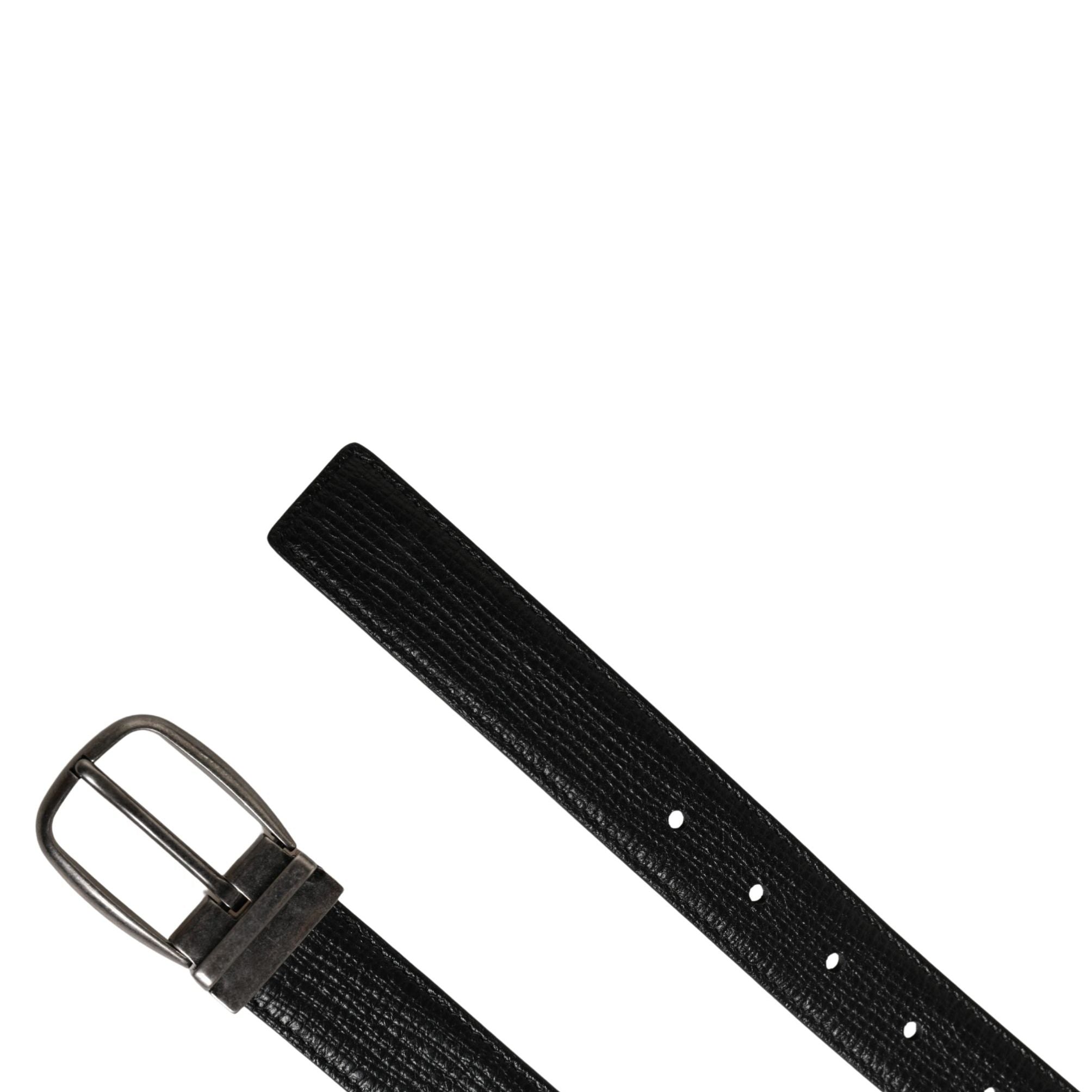 Dolce & Gabbana Men Black Classic Leather Metal Buckle Belt
