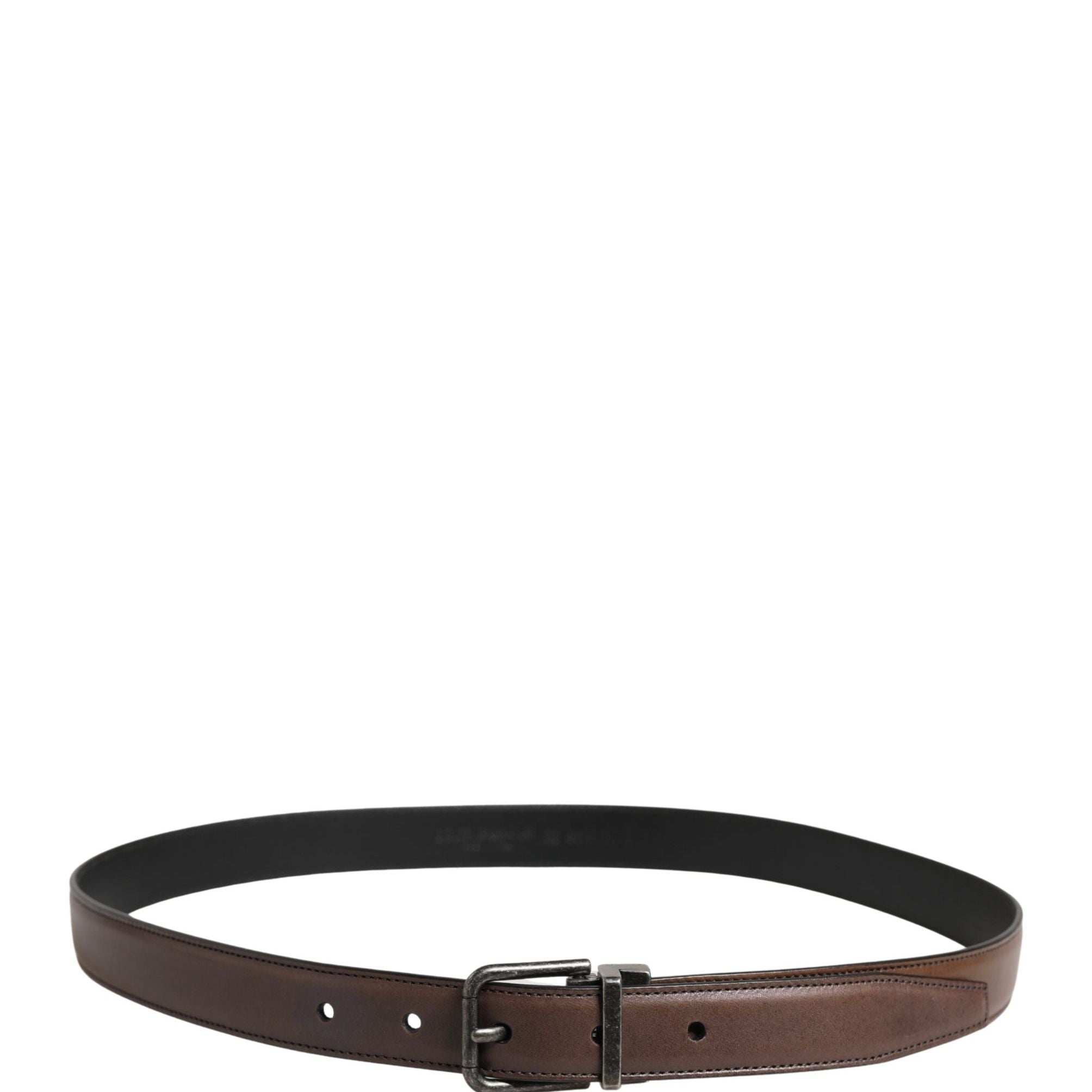 Dolce & Gabbana Men Brown Classic Leather Metal Buckle Belt