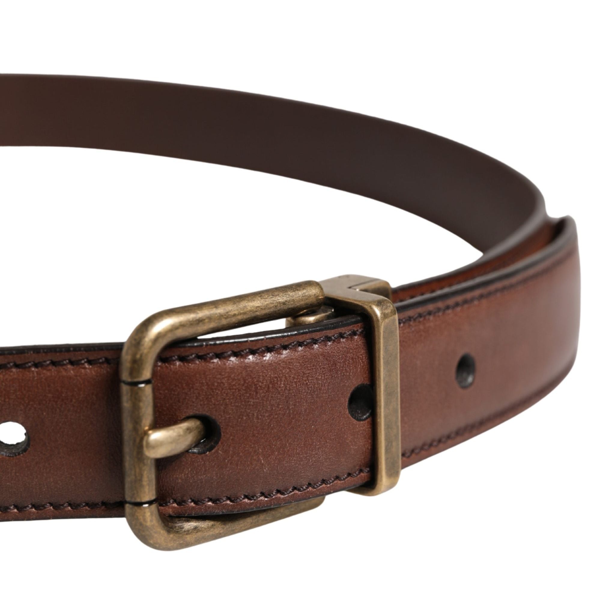 Dolce & Gabbana Men Brown Classic Leather Metal Buckle Belt