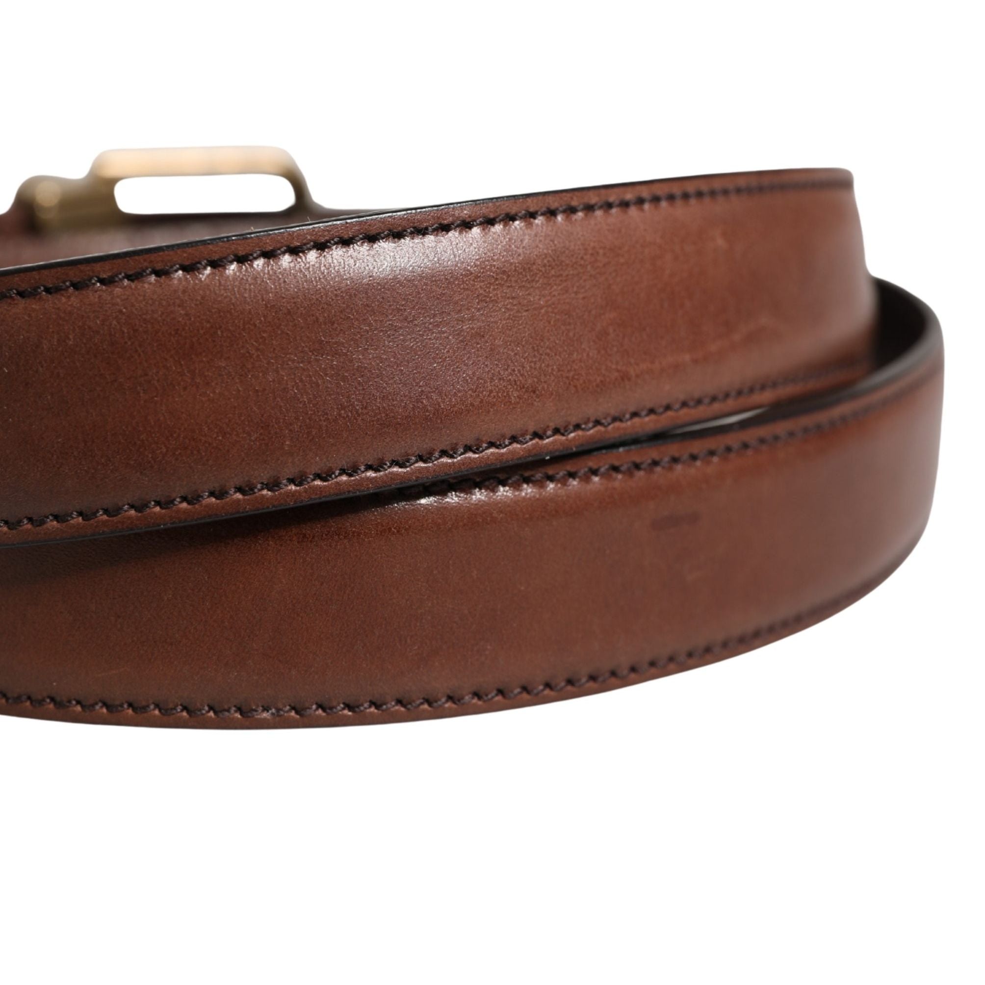 Dolce & Gabbana Men Brown Classic Leather Metal Buckle Belt