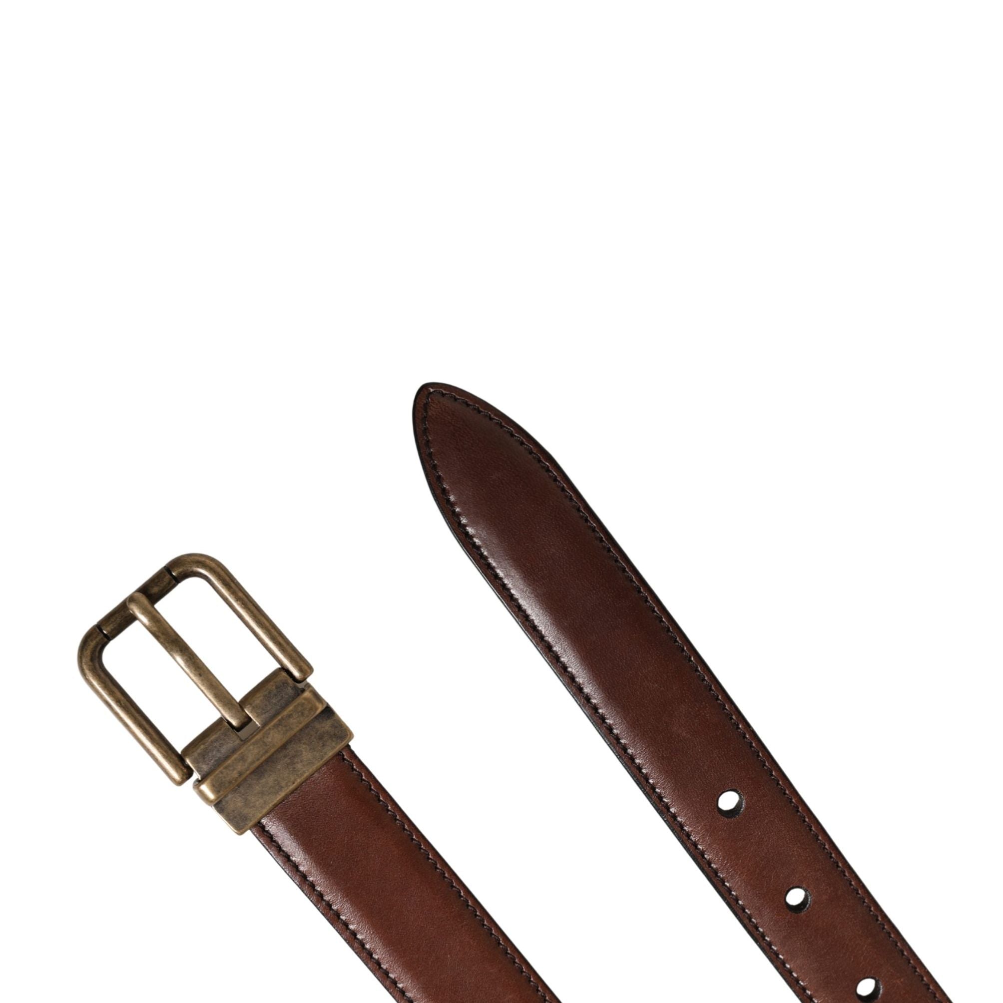 Dolce & Gabbana Men Brown Classic Leather Metal Buckle Belt