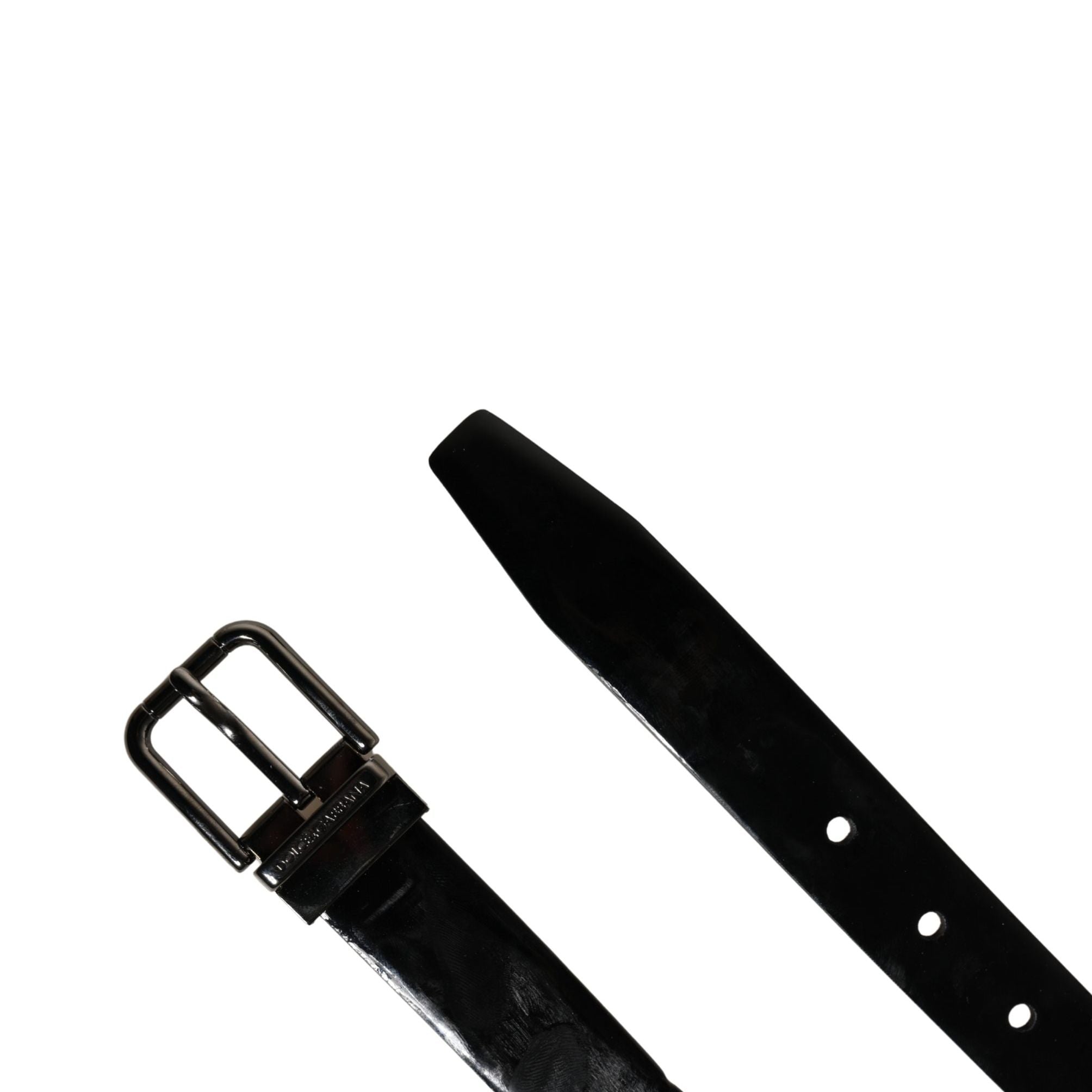 Dolce & Gabbana Men Black Classic Leather Metal Buckle Belt