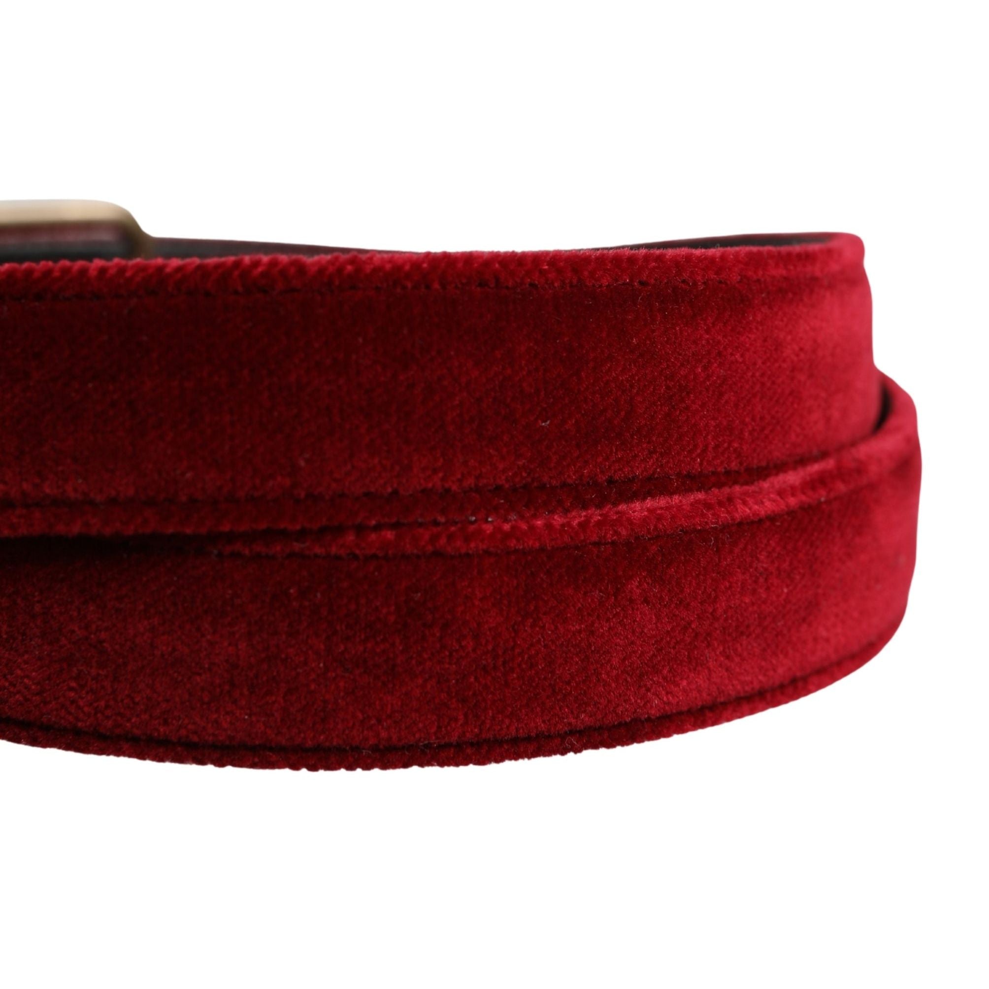 Dolce & Gabbana Men Burgundy Velvet Cotton Metal Buckle Belt