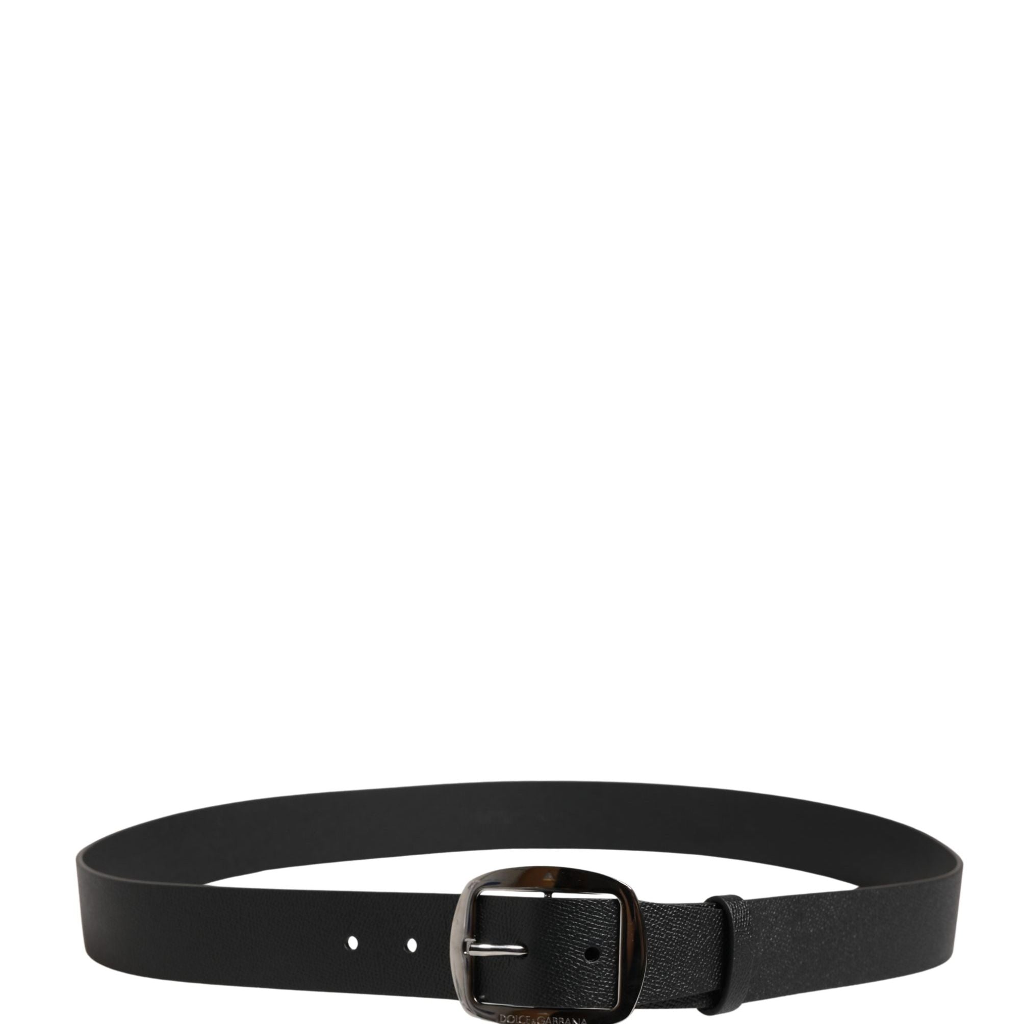 Dolce & Gabbana Men Black Classic Leather Metal Buckle Belt