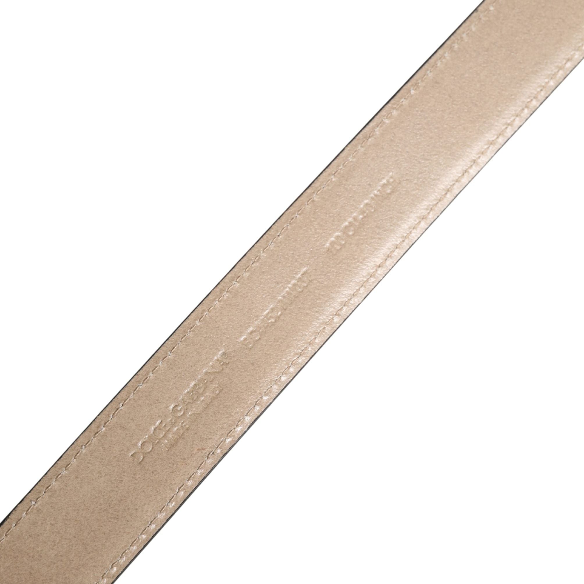 Dolce & Gabbana Men Beige Woven Leather Metal Buckle Belt