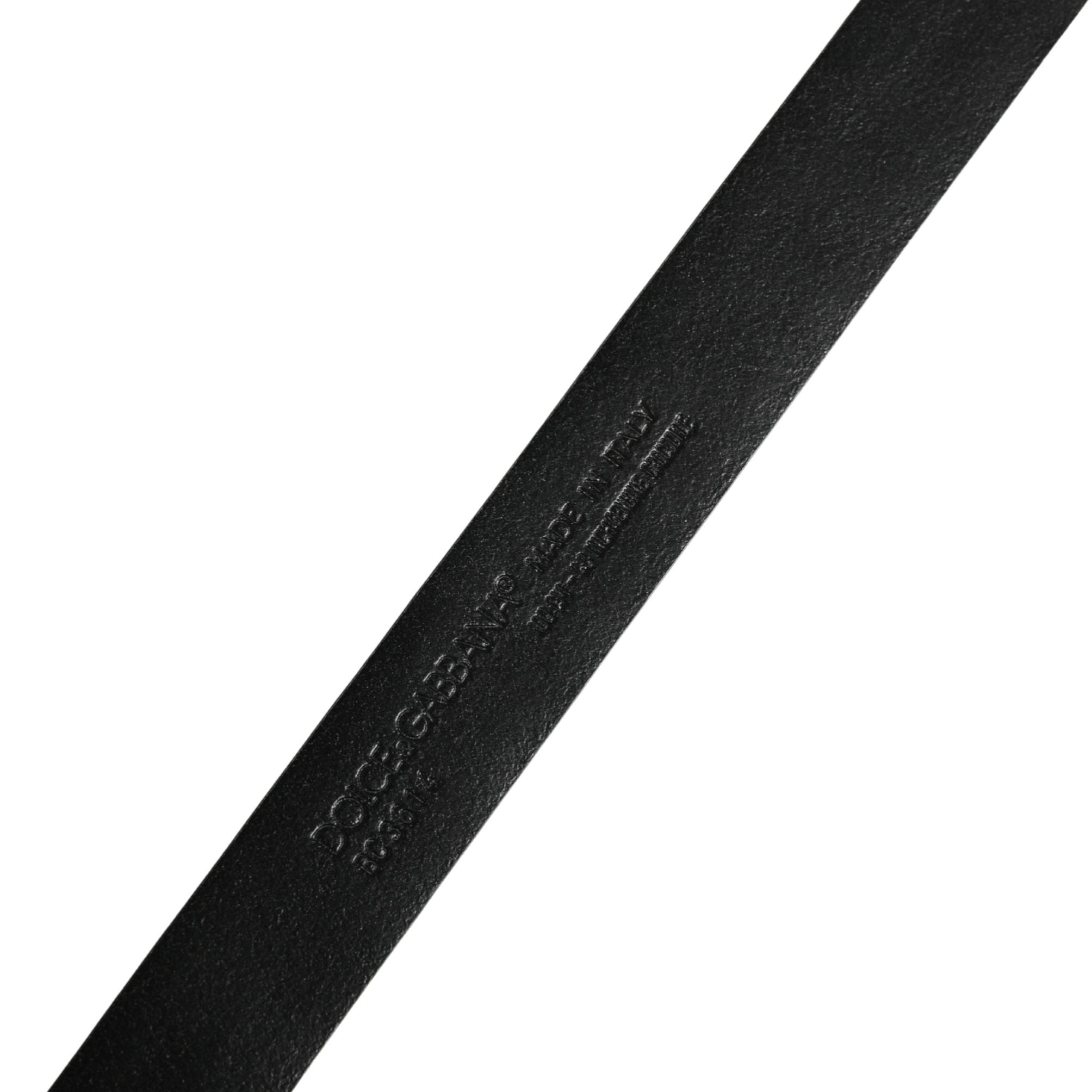 Dolce & Gabbana Men Black Exotic Leather Metal Buckle Belt