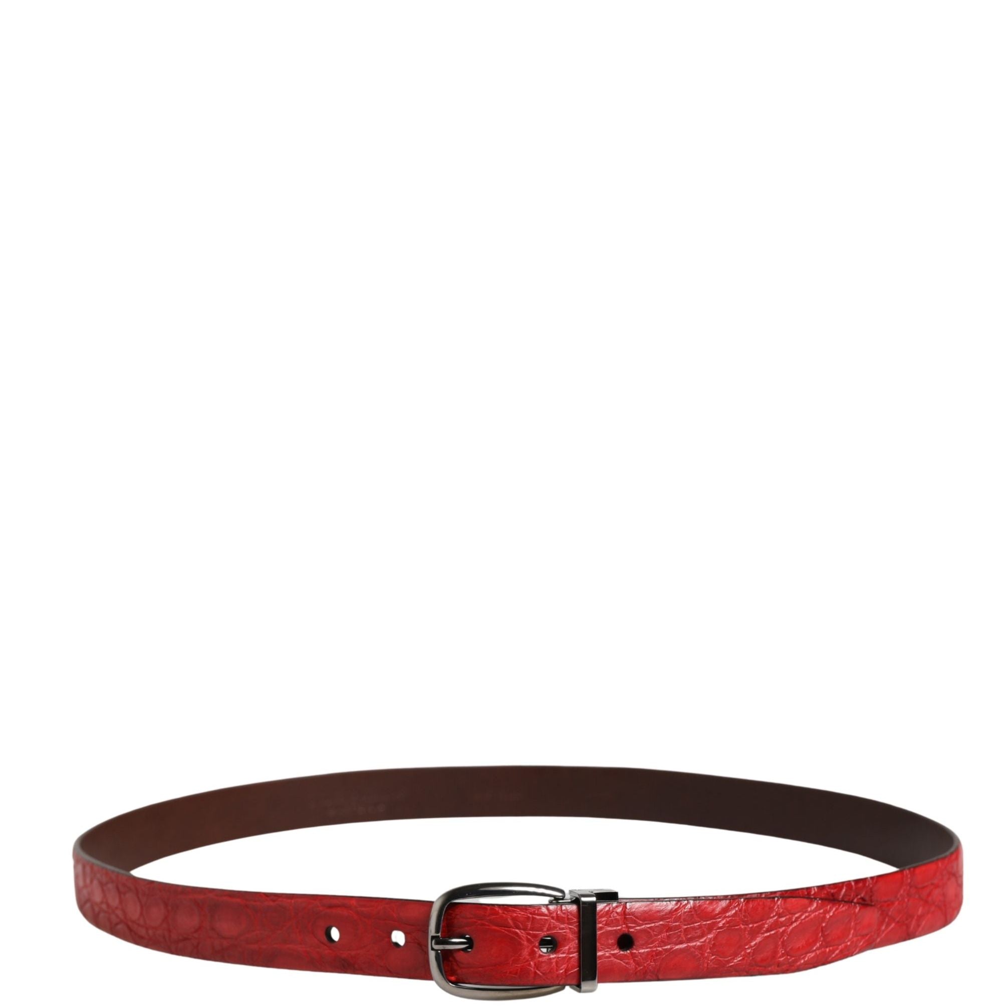 Dolce & Gabbana Men Red Exotic Leather Metal Buckle Belt