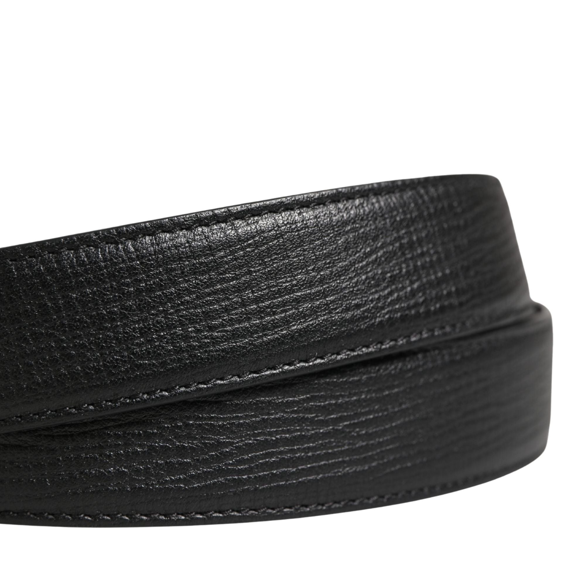 Dolce & Gabbana Men Black Classic Leather Metal Buckle Belt