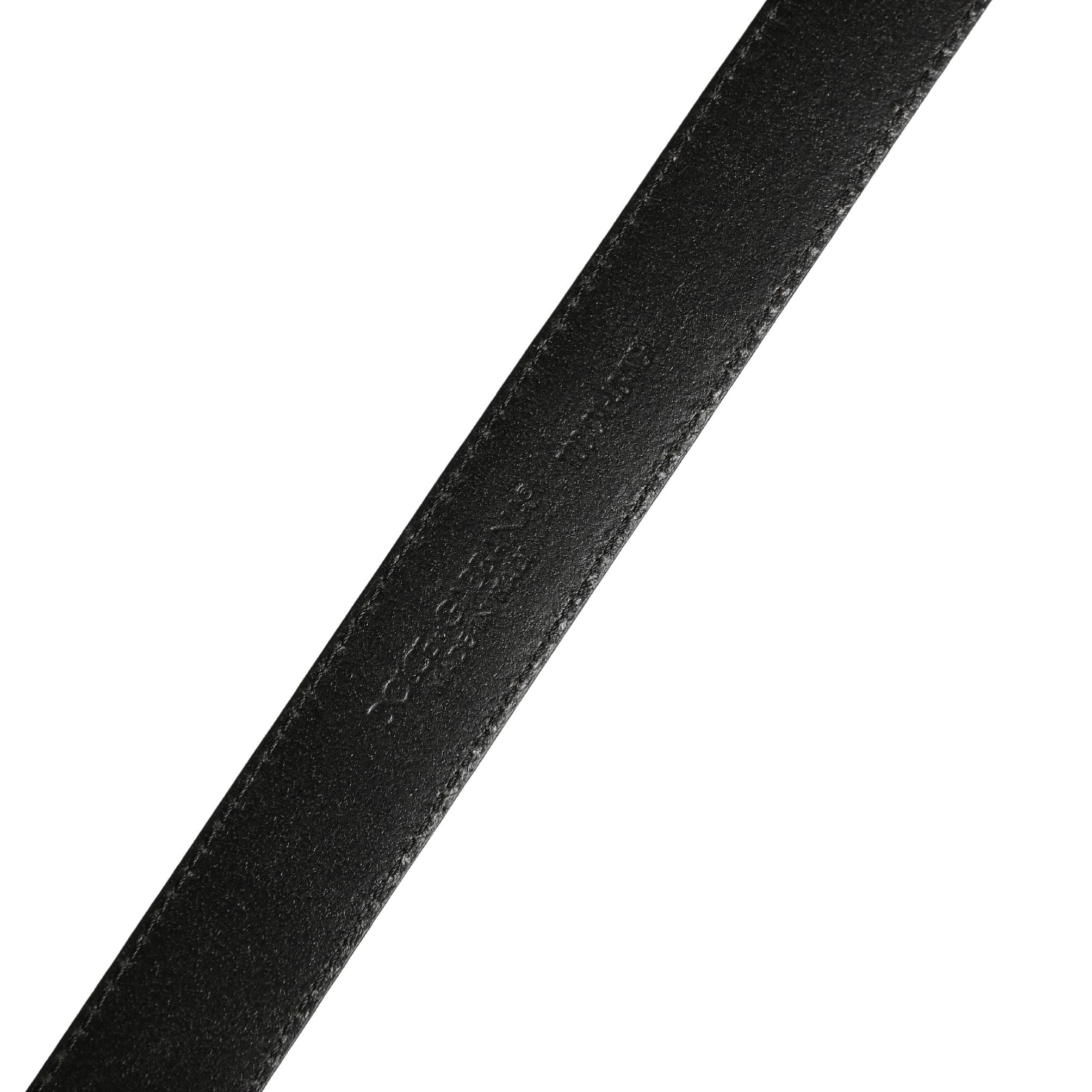 Dolce & Gabbana Men Black Calf Leather Logo Metal Buckle Belt