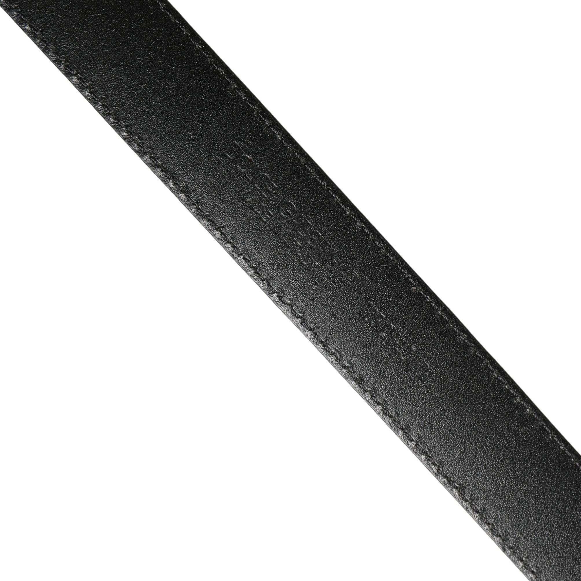 Dolce & Gabbana Men Black Calf Leather Logo Metal Buckle Belt
