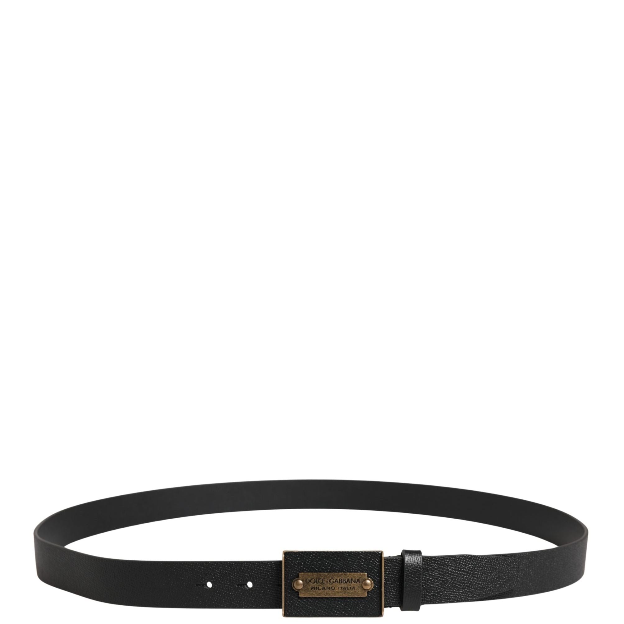 Dolce & Gabbana Men Black Calf Leather Metal Buckle Belt