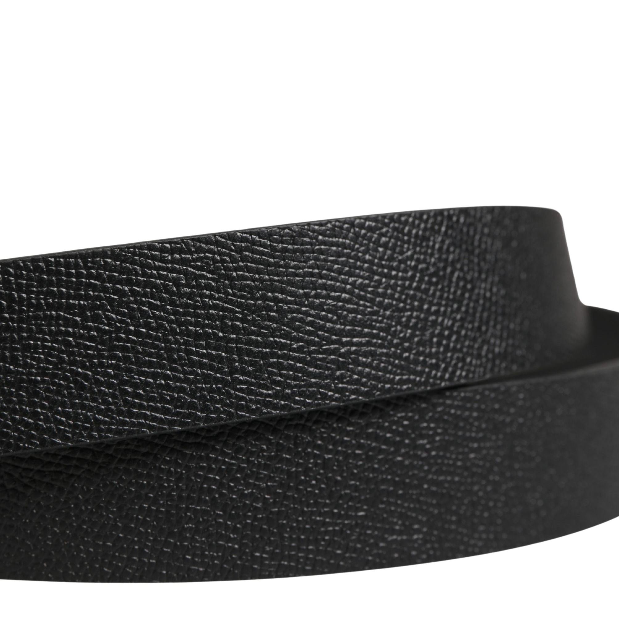 Dolce & Gabbana Men Black Calf Leather Metal Buckle Belt