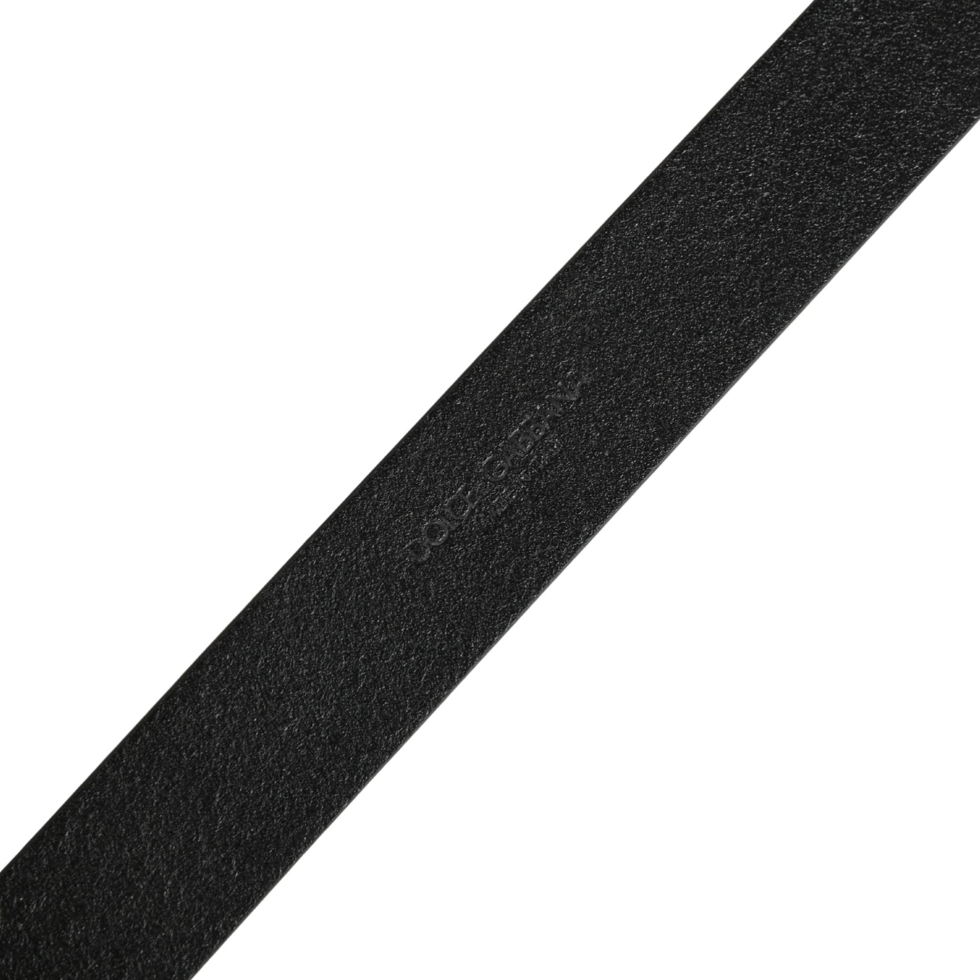 Dolce & Gabbana Men Black Calf Leather Metal Buckle Belt