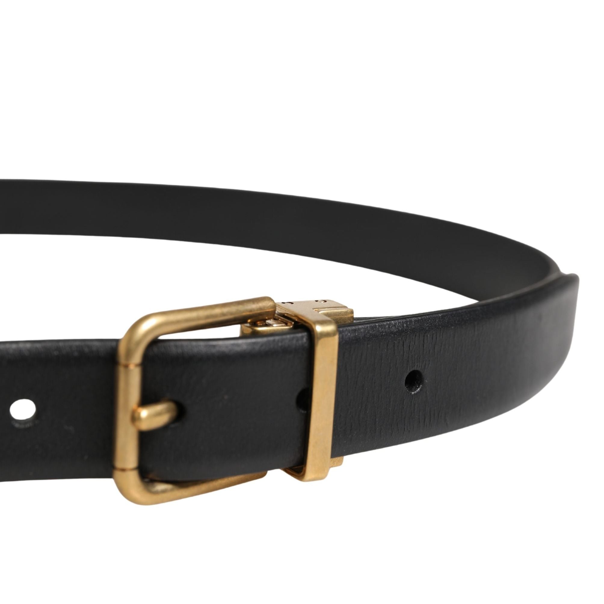 Dolce & Gabbana Men Black Classic Leather Metal Buckle Belt