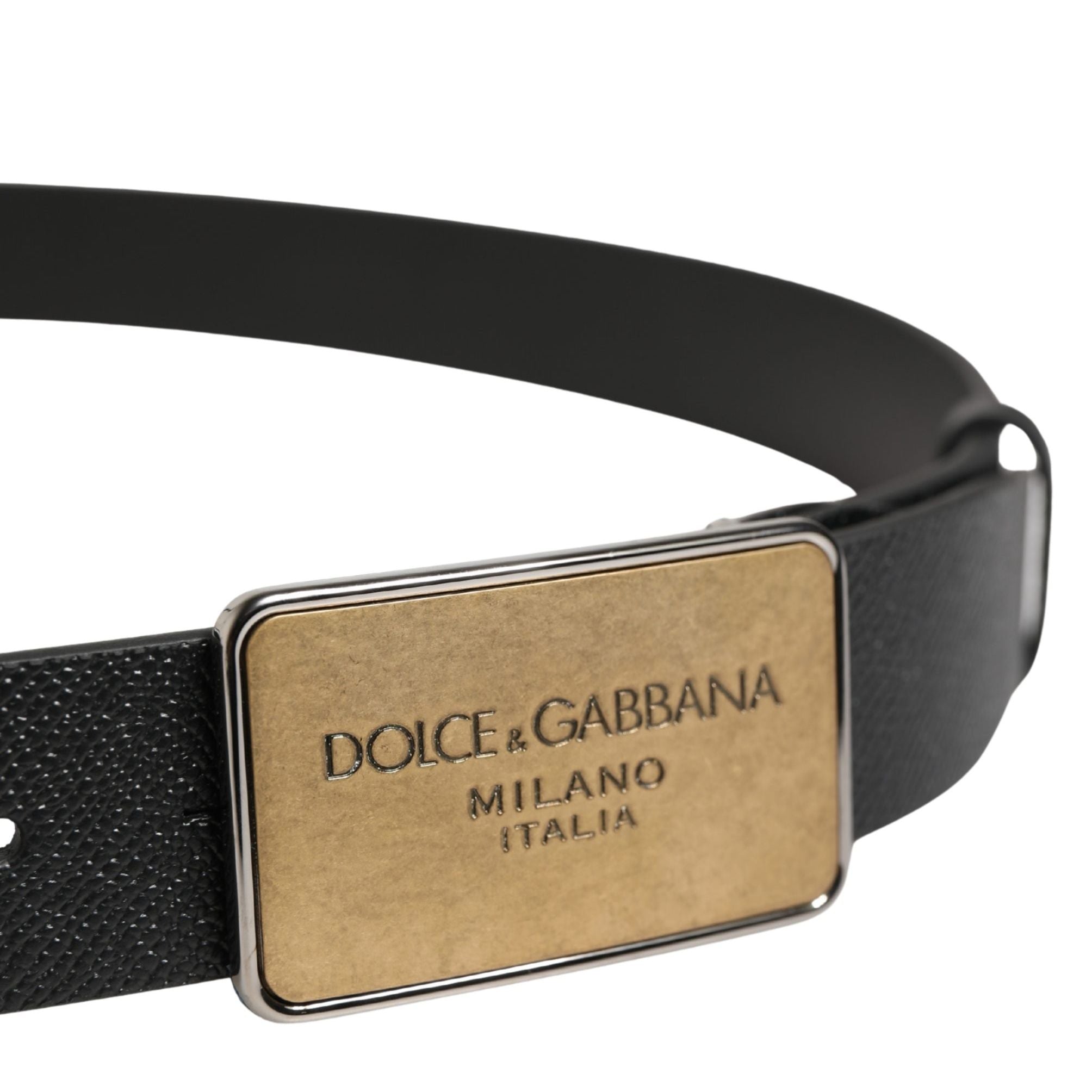Dolce & Gabbana Black Classic Leather Logo Metal Buckle Belt