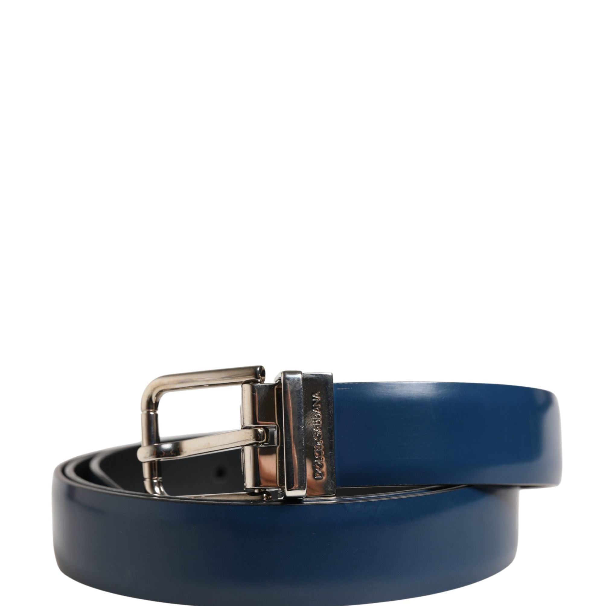 Dolce & Gabbana Men Blue Classic Leather Metal Buckle Belt
