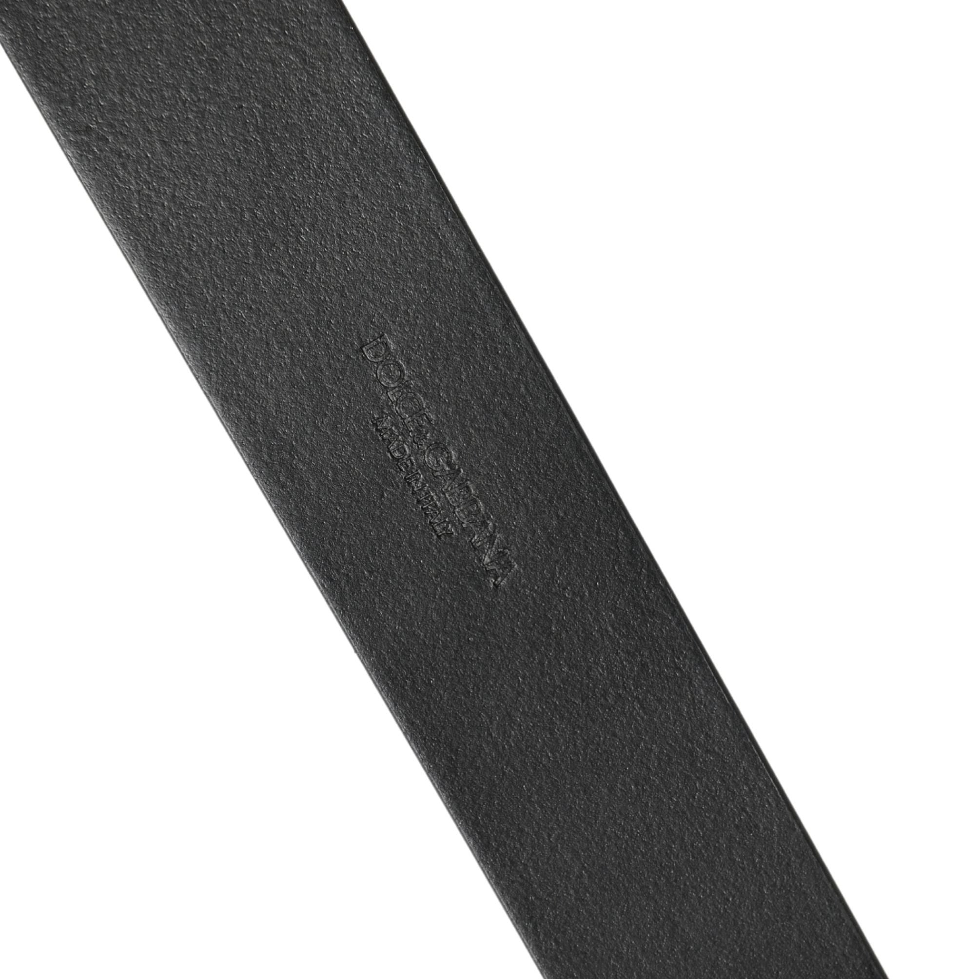 Dolce & Gabbana Men Black Leather DG Logo Metal Buckle Belt