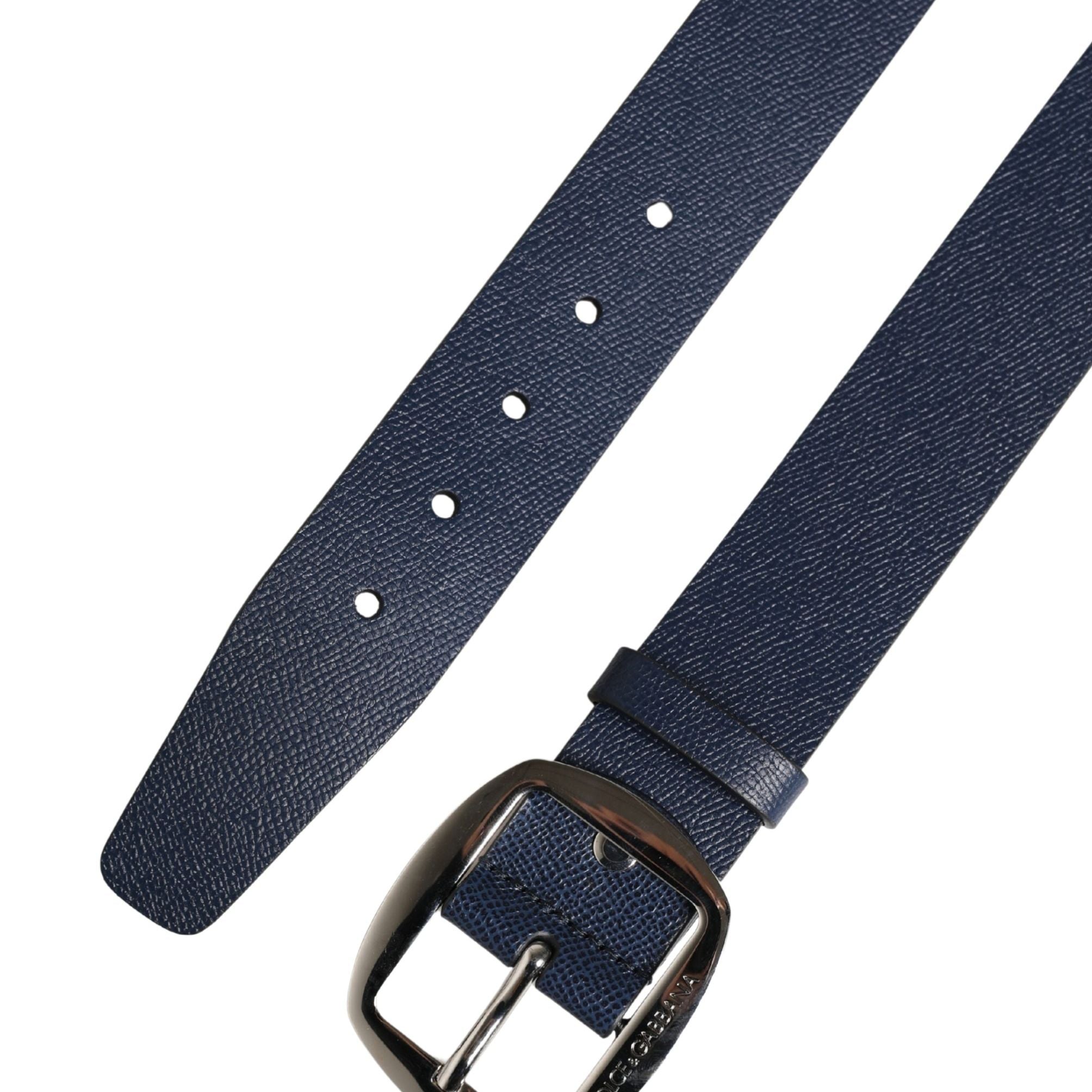 Dolce & Gabbana Men Blue Classic Leather Metal Buckle Belt