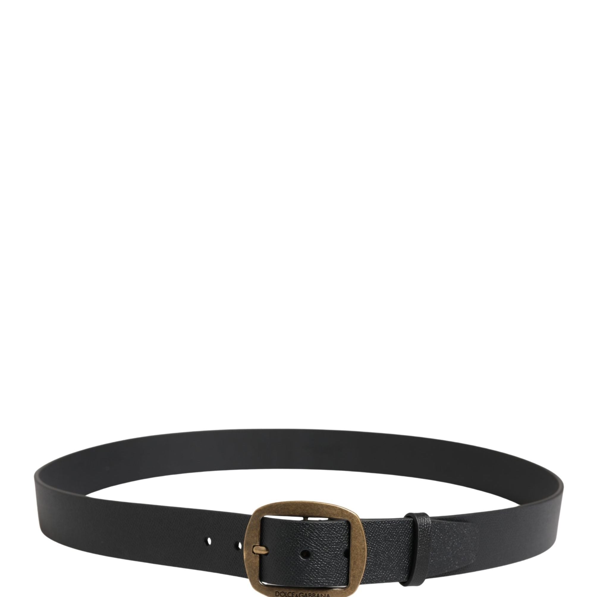 Dolce & Gabbana Men Black Classic Leather Metal Buckle Belt