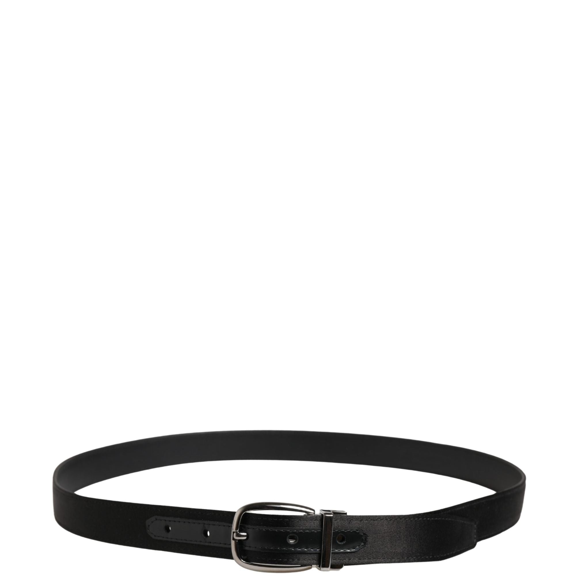 Dolce & Gabbana Men Black Classic Leather Metal Buckle Belt