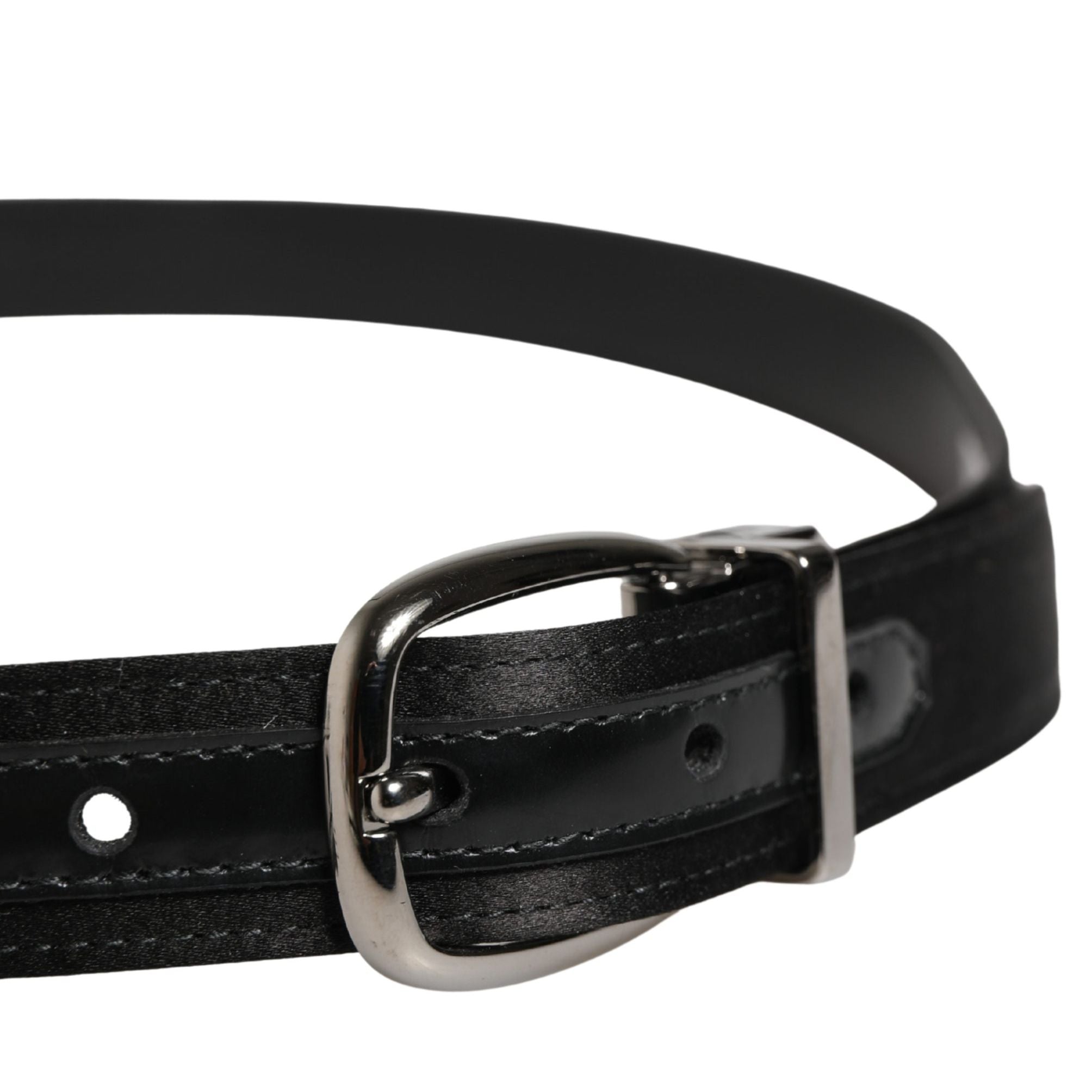 Dolce & Gabbana Men Black Classic Leather Metal Buckle Belt
