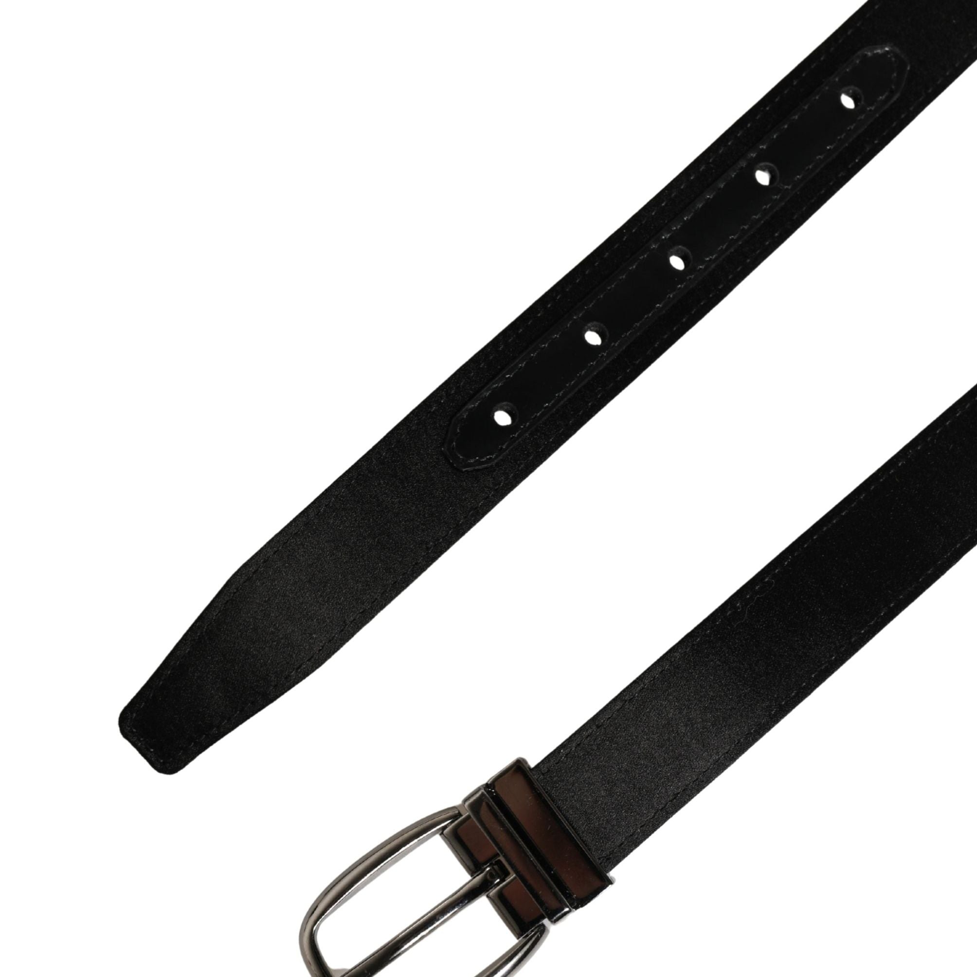 Dolce & Gabbana Men Black Classic Leather Metal Buckle Belt