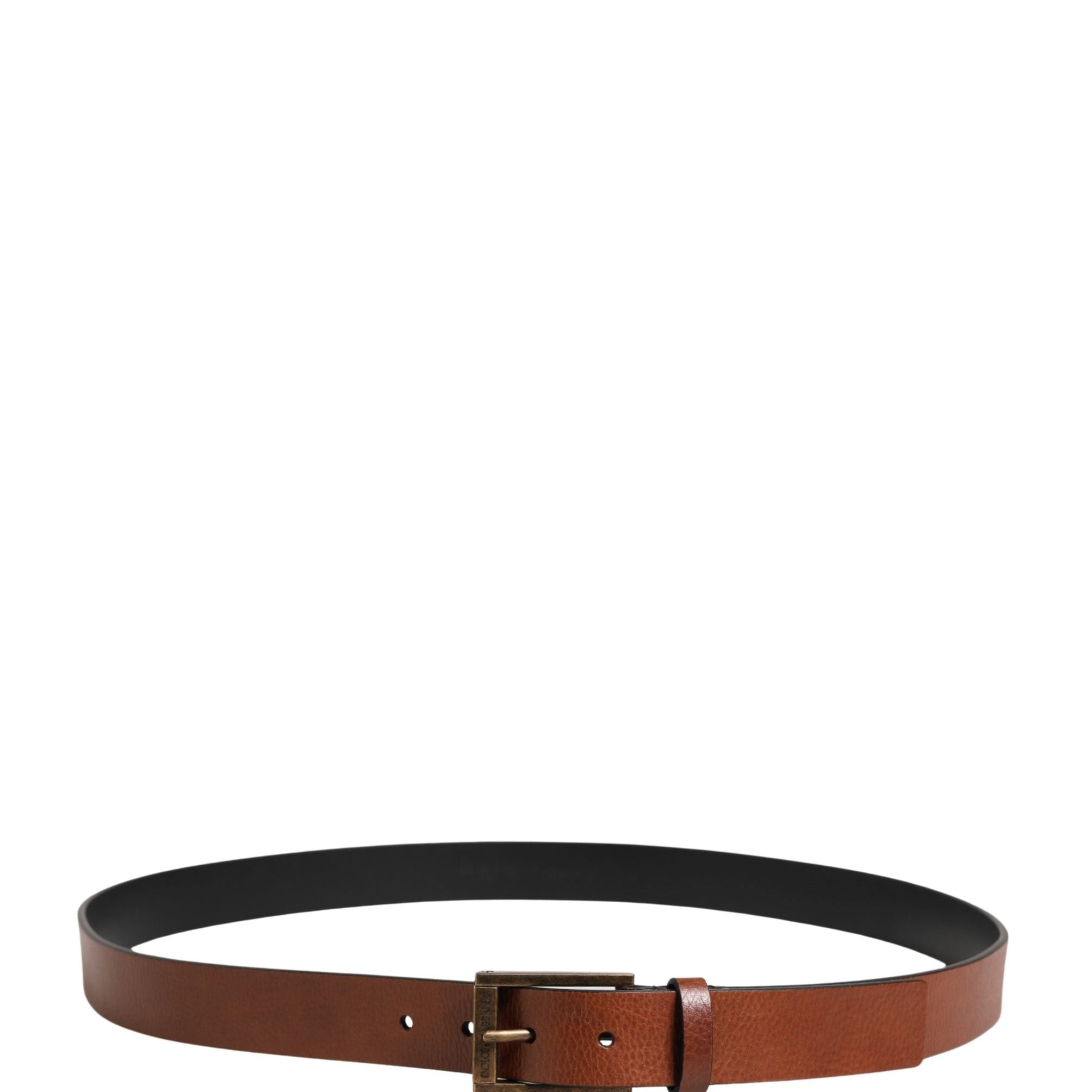 Dolce & Gabbana Men Brown Leather Classic Metal Buckle Belt