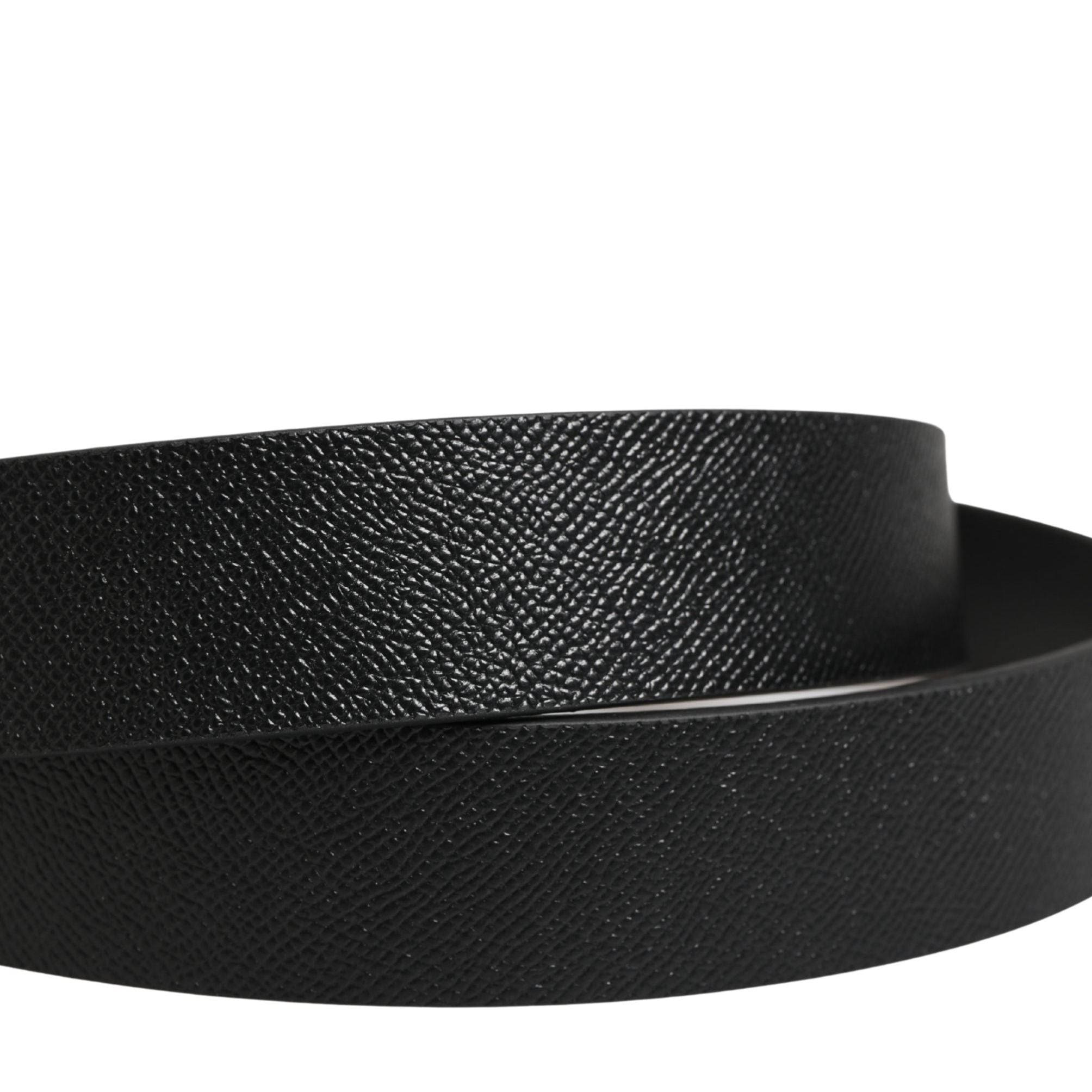 Dolce & Gabbana Black Classic Calf Leather Metal Buckle Belt