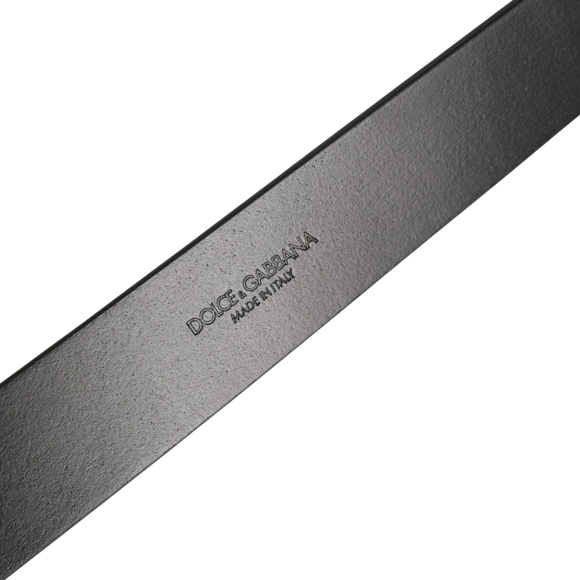Dolce & Gabbana Black Classic Calf Leather Metal Buckle Belt