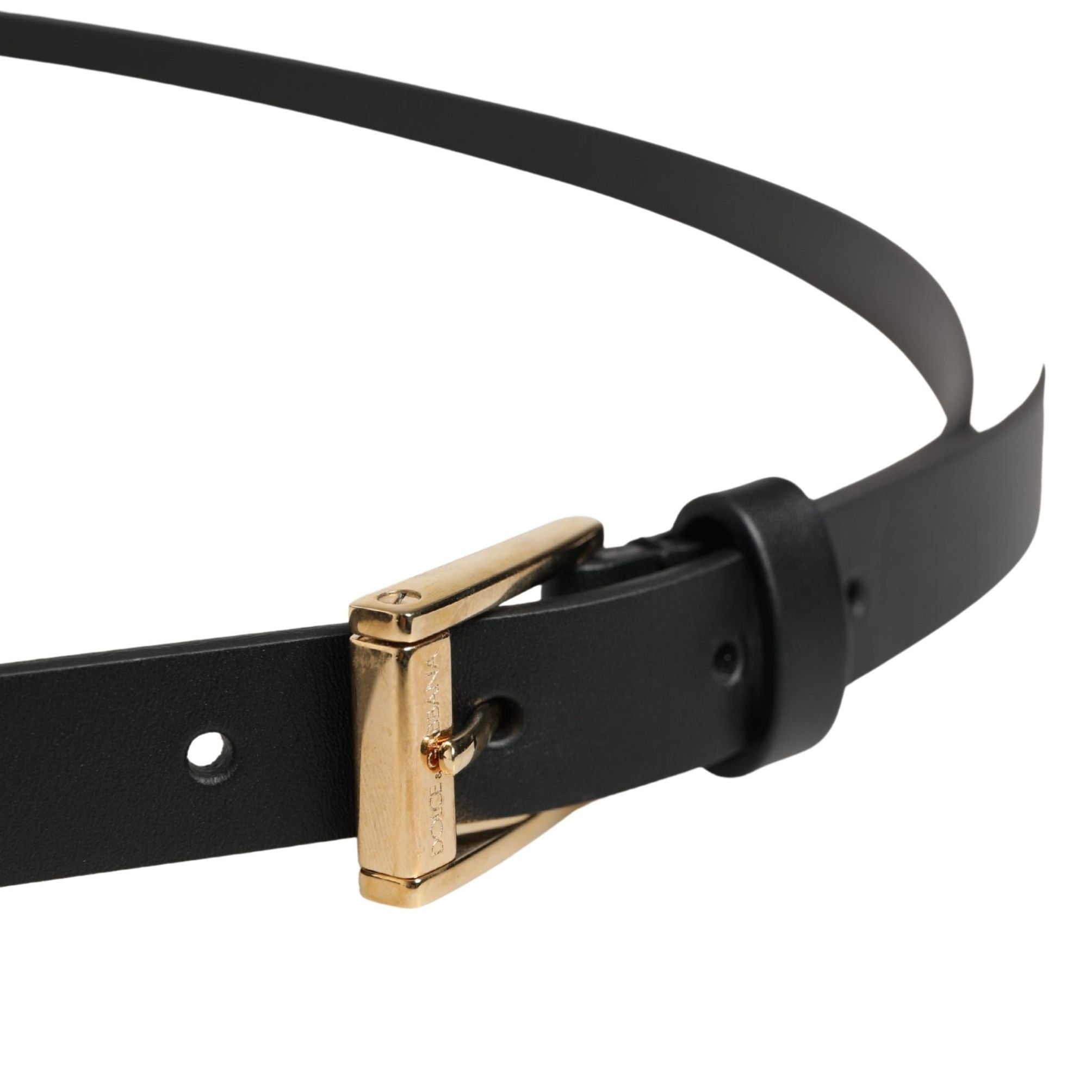 Dolce & Gabbana Men Black Leather Classic Metal Buckle Belt