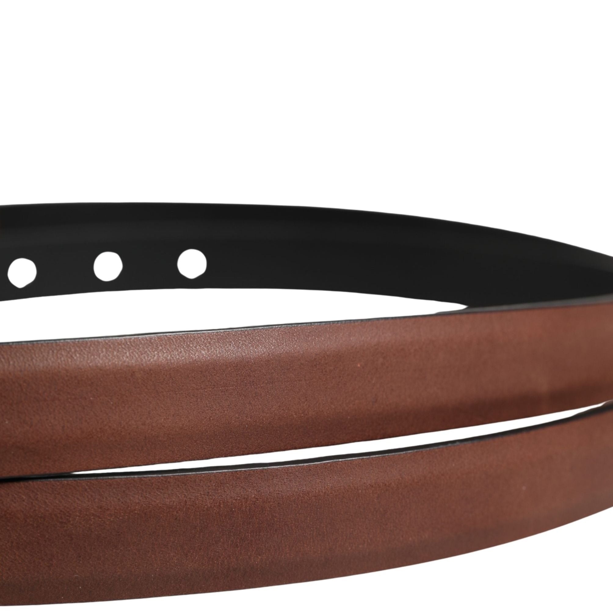 Dolce & Gabbana Men Brown Leather Classic Metal Buckle Belt