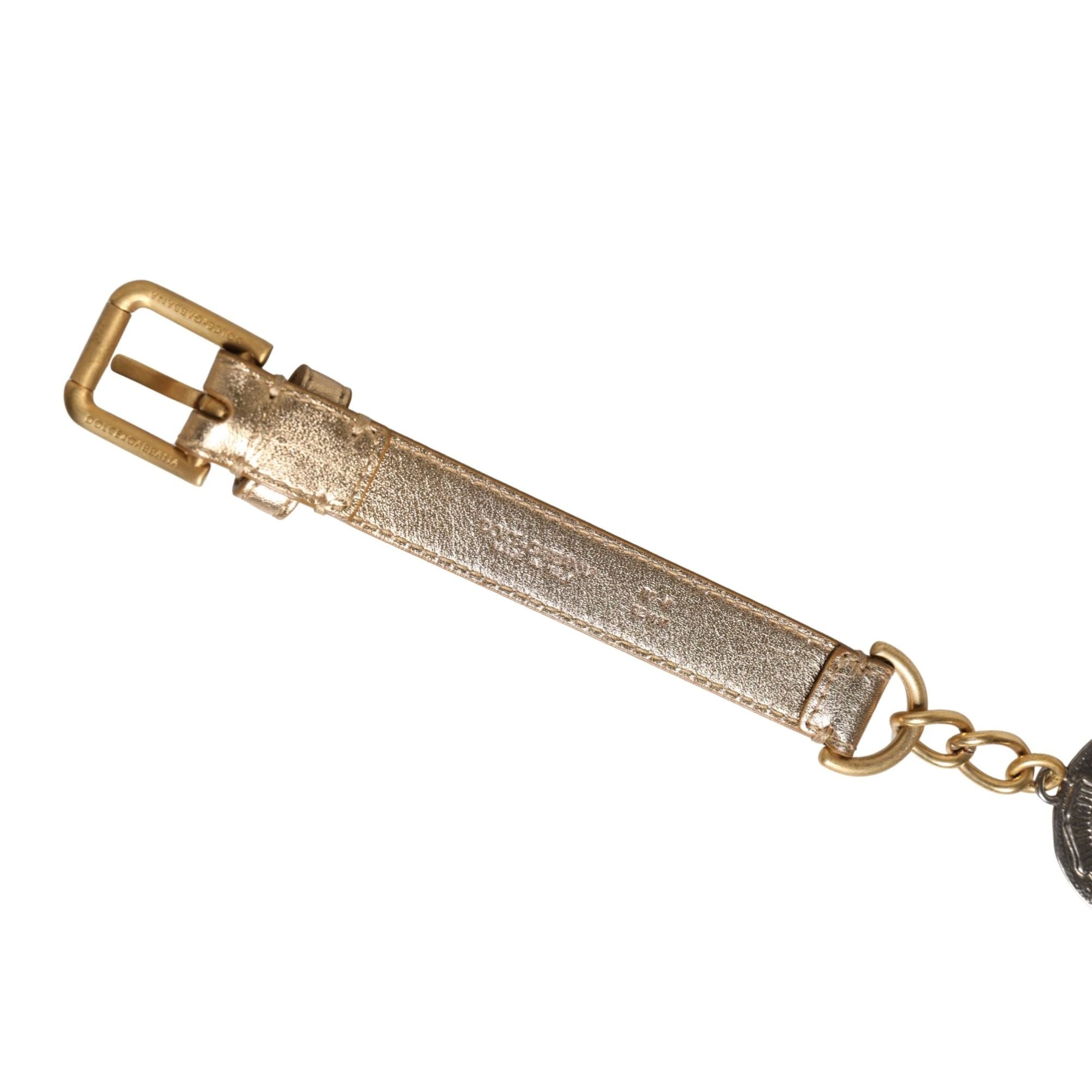 Dolce & Gabbana Gold Brass Chain Coin Embellished Metal Buckle Belt