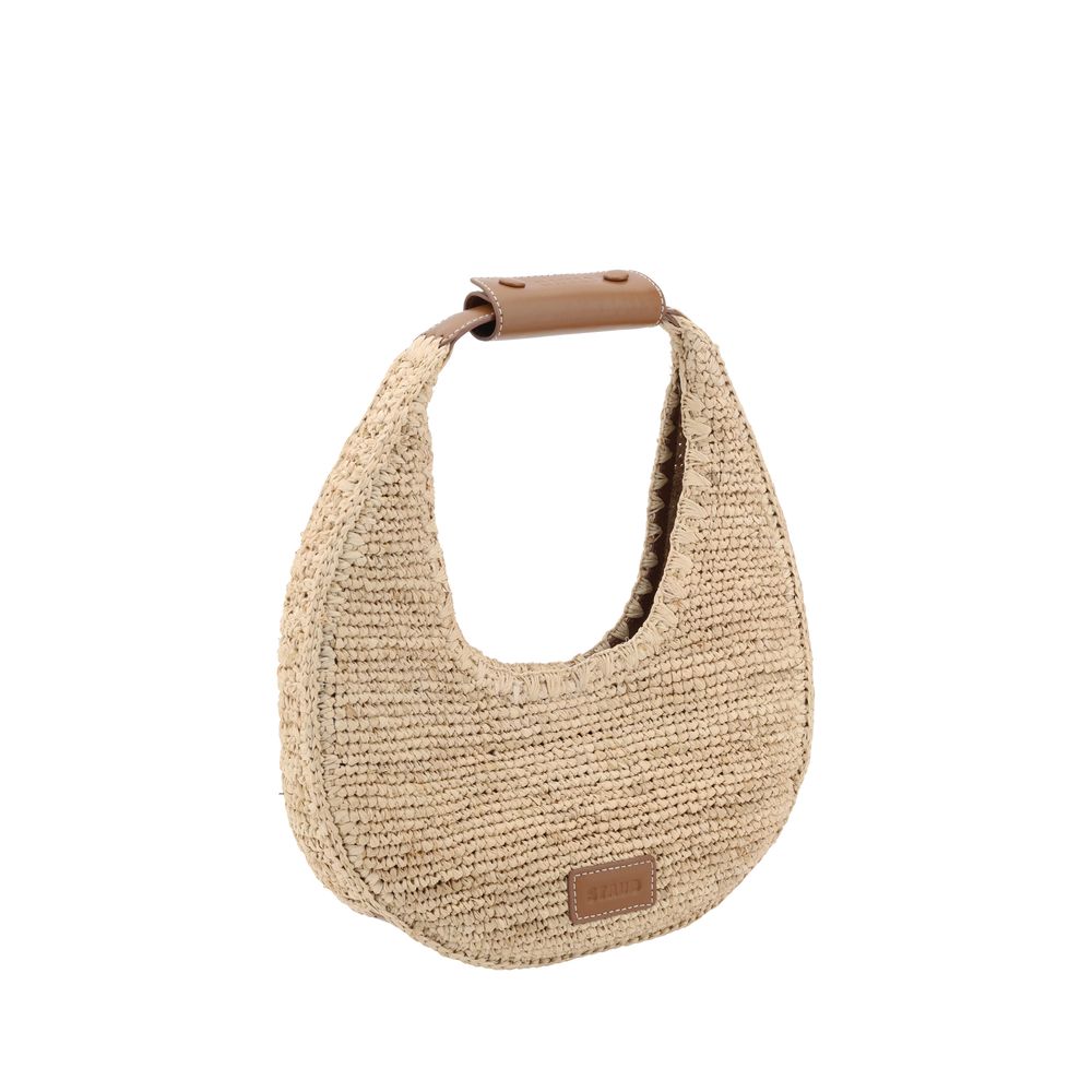 Staud Beige Raffia Shoulder Bag