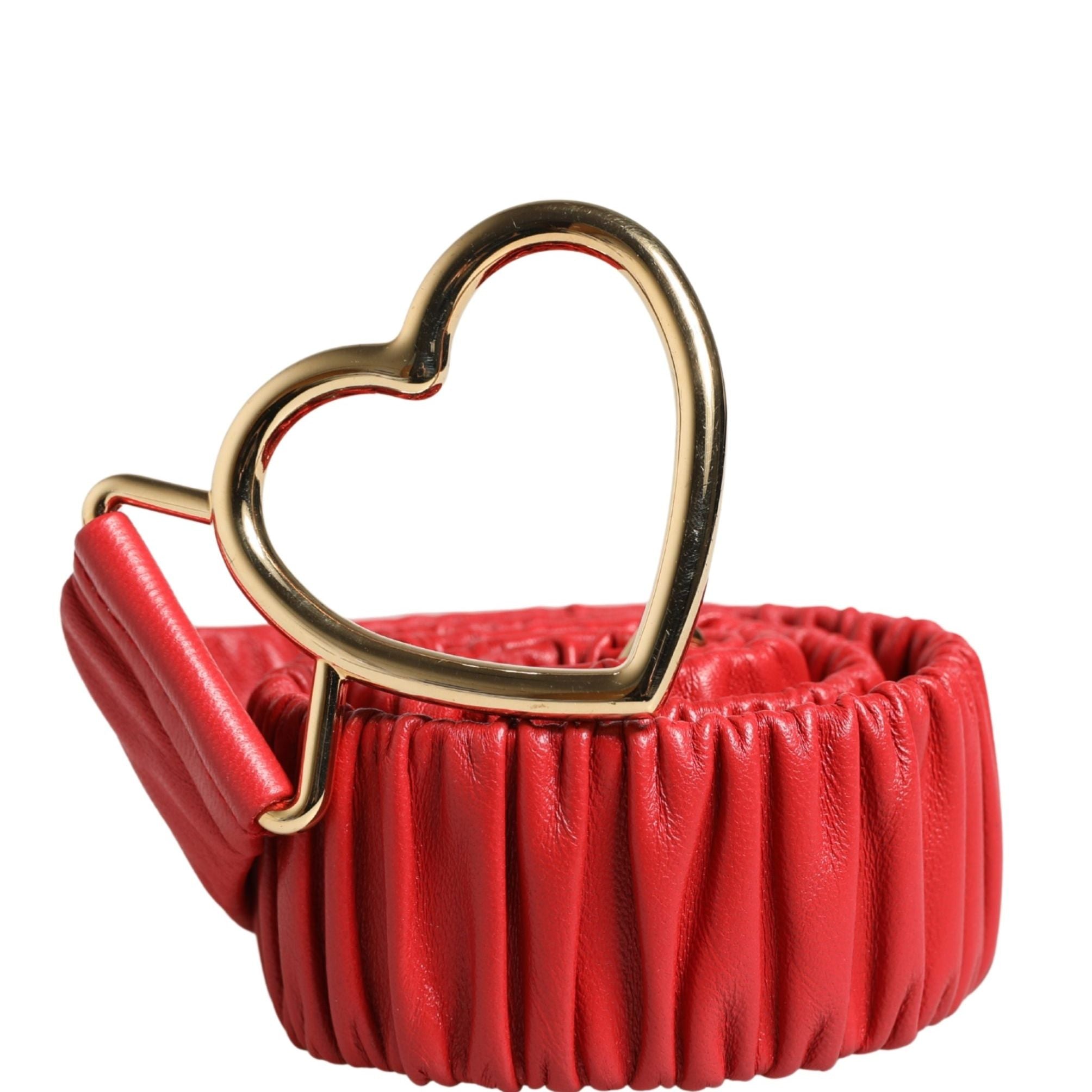 Dolce & Gabbana Red Leather Gold Heart Metal Buckle Belt