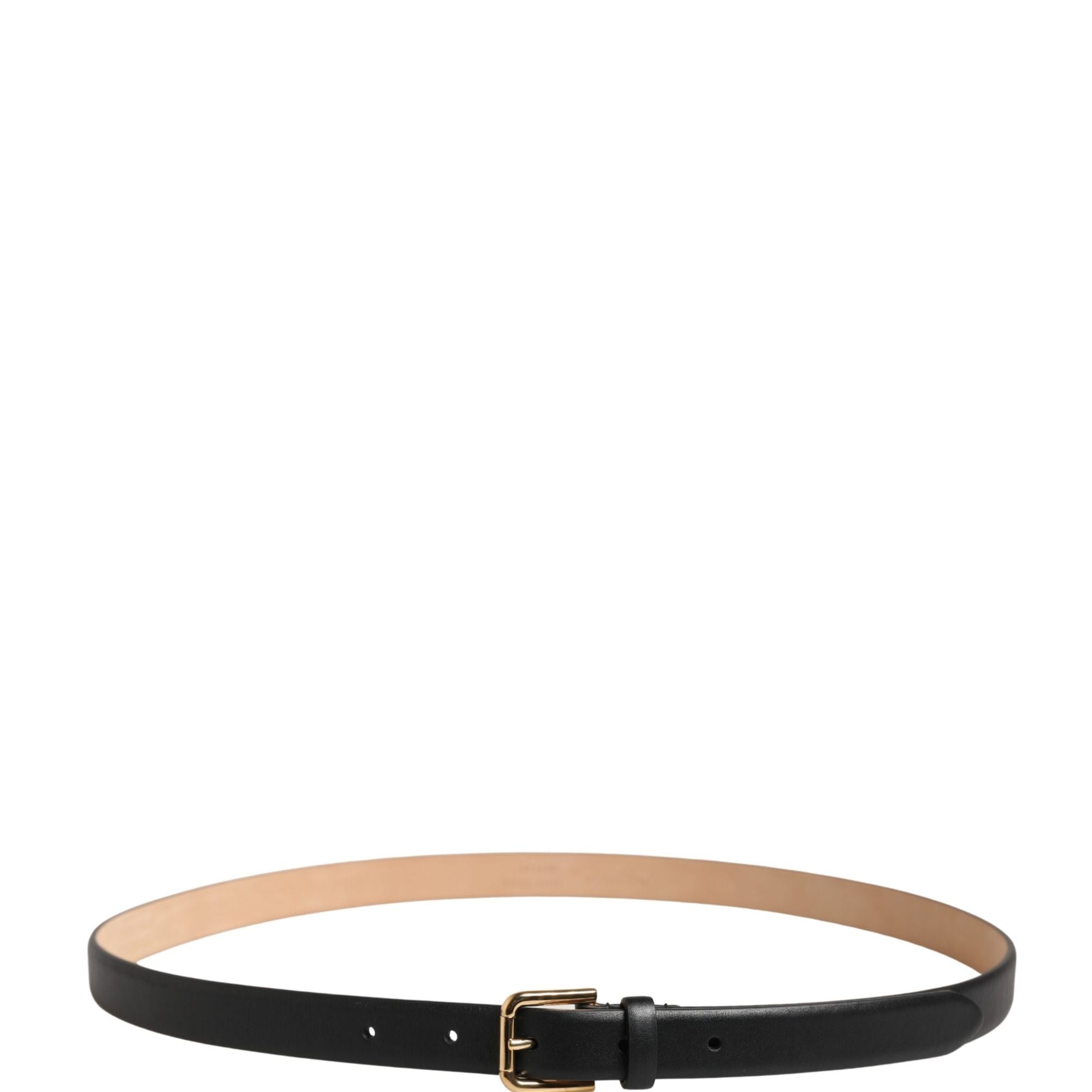 Dolce & Gabbana Black Classic Leather Gold Metal Buckle Belt