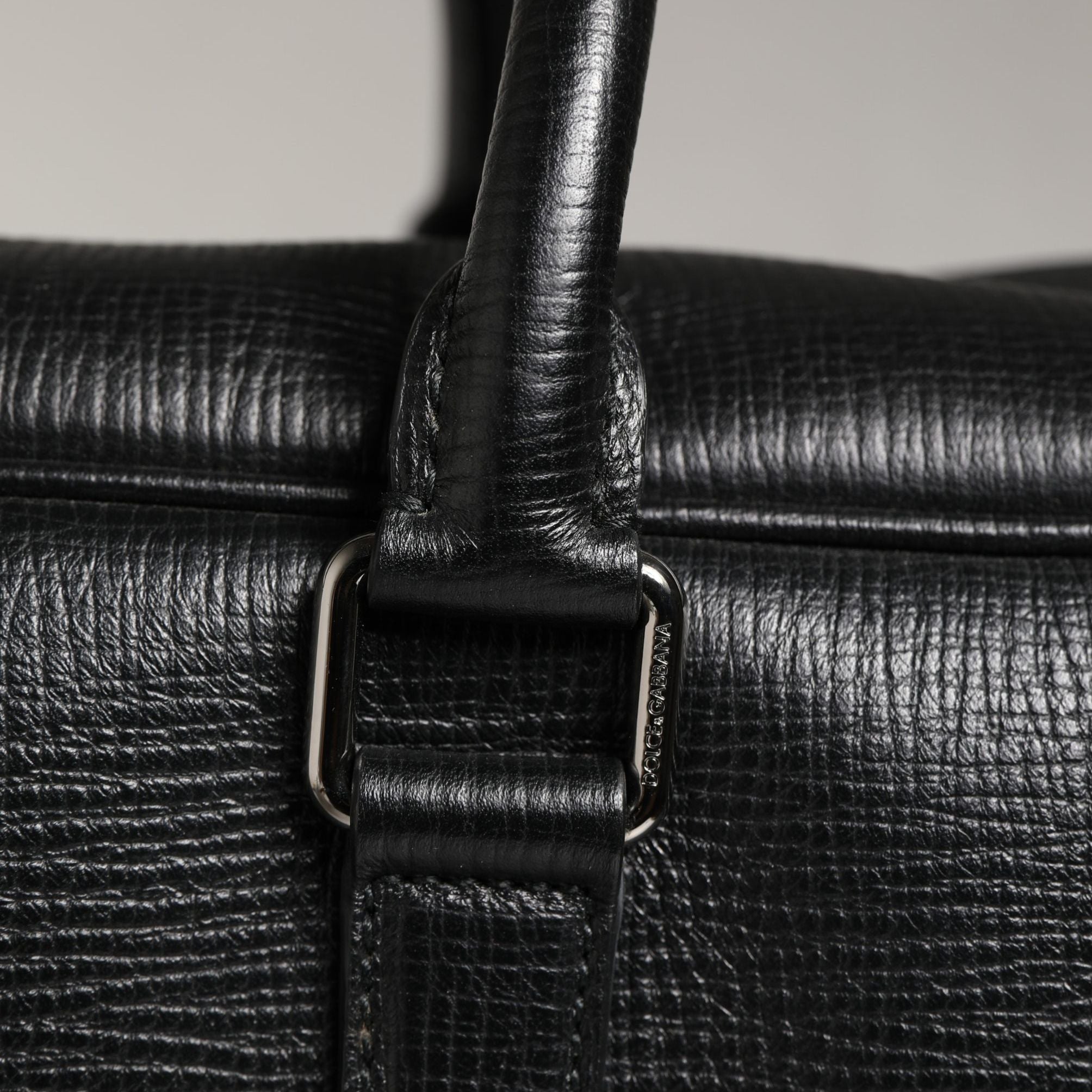 Dolce & Gabbana Black Car Man Applique Leather Weekender Borse Bag
