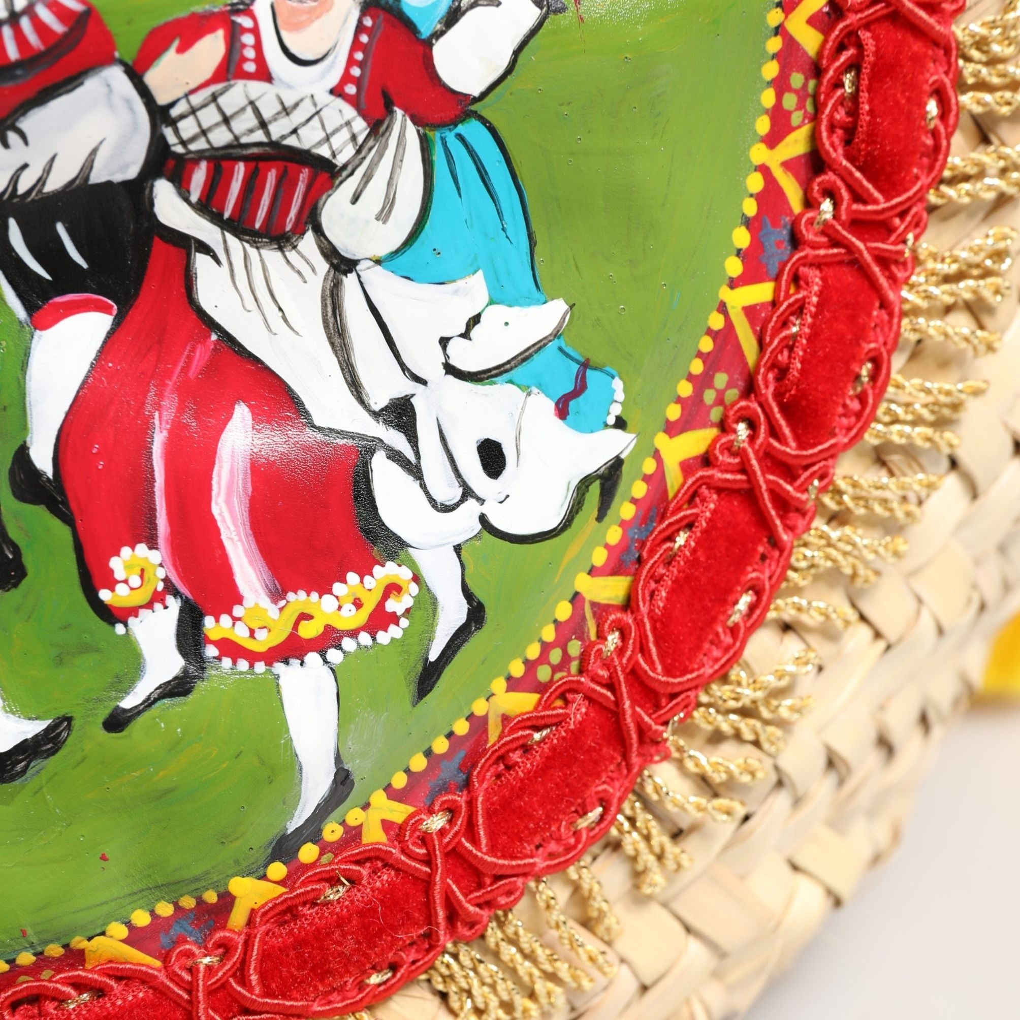 Dolce & Gabbana Multicolor Woven Straw Basket Embellished Sicily Bag