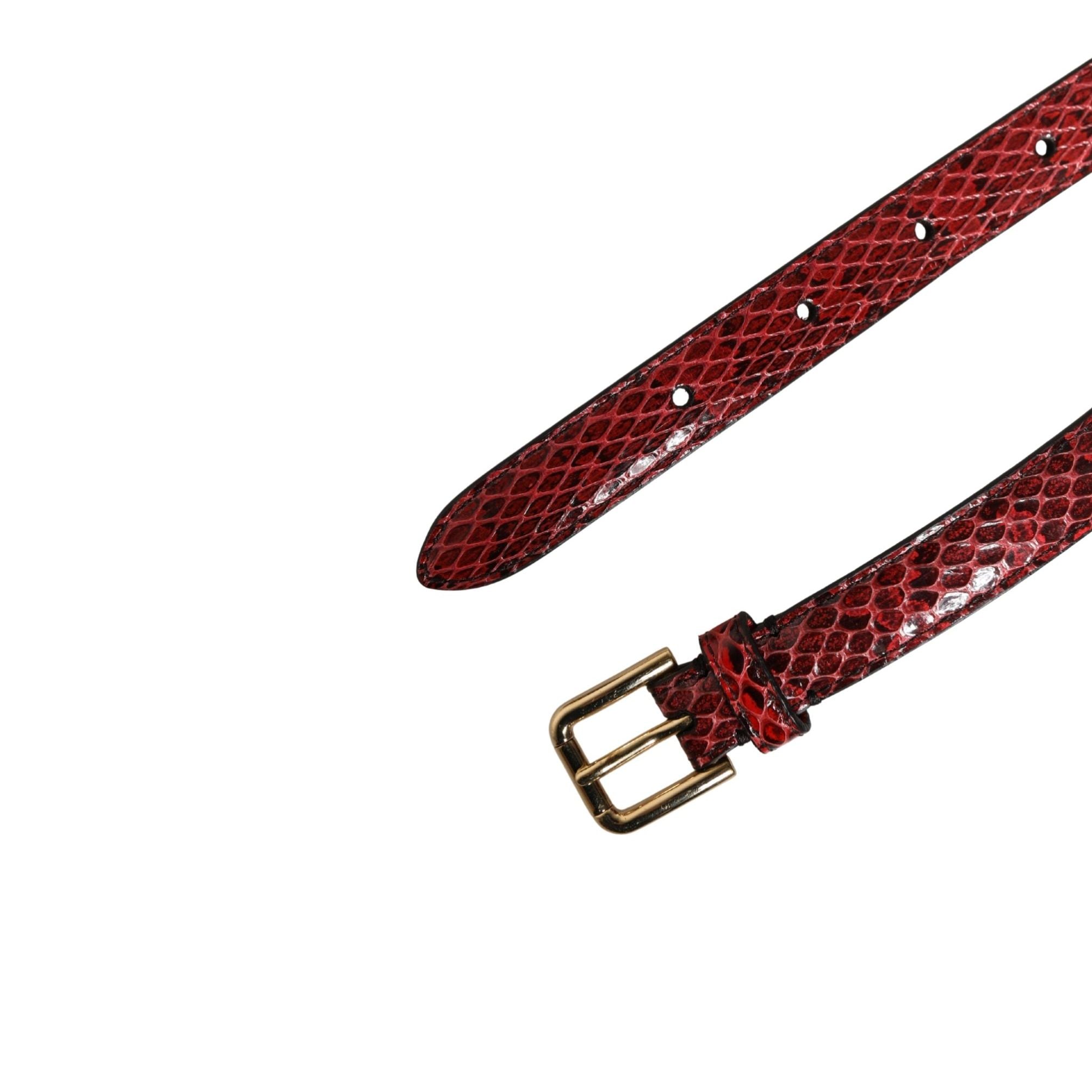 Dolce & Gabbana Red Leather Daisy Crystal Embellished Waist Belt