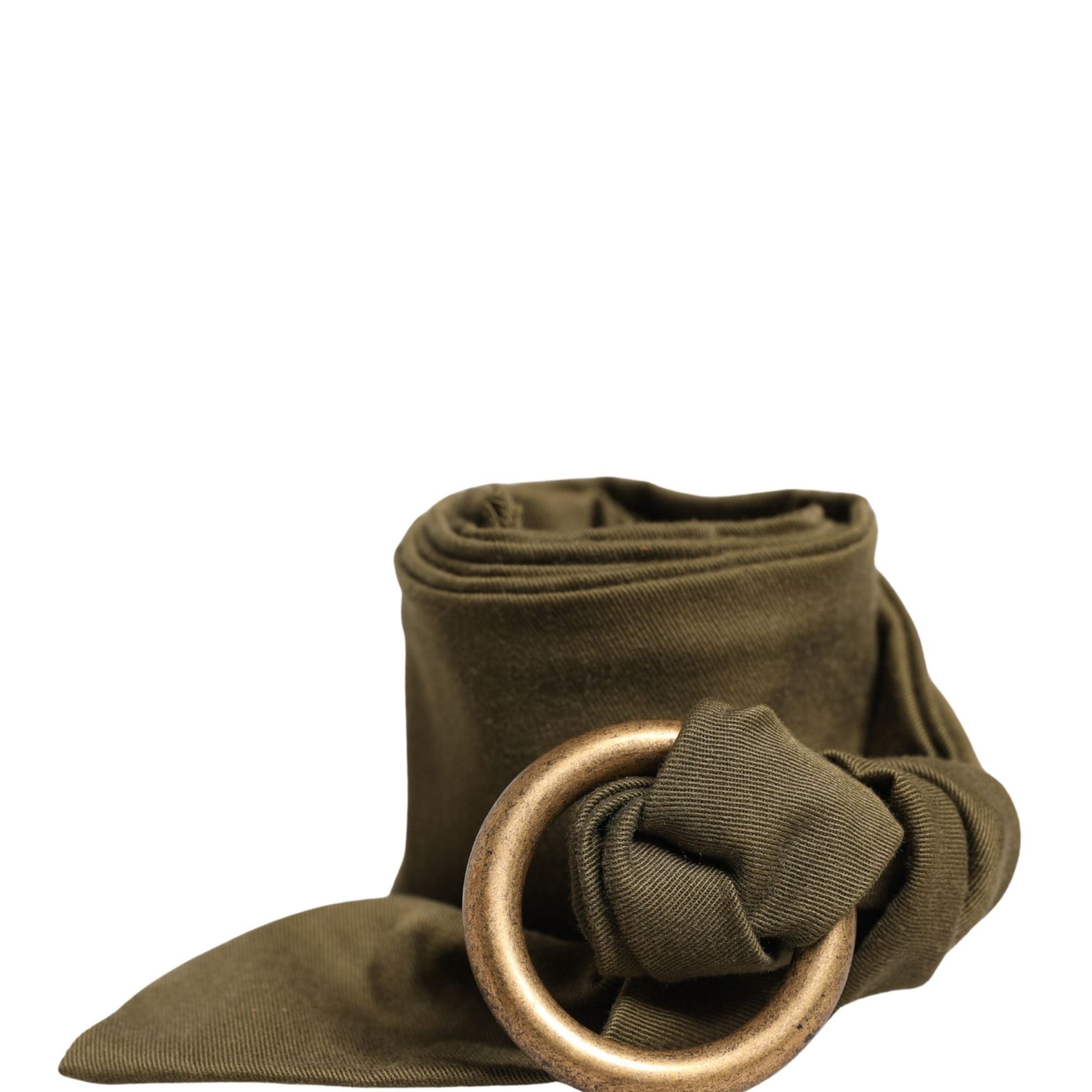 Ermanno Scervino Army Green Cotton Round Buckle Waist Belt
