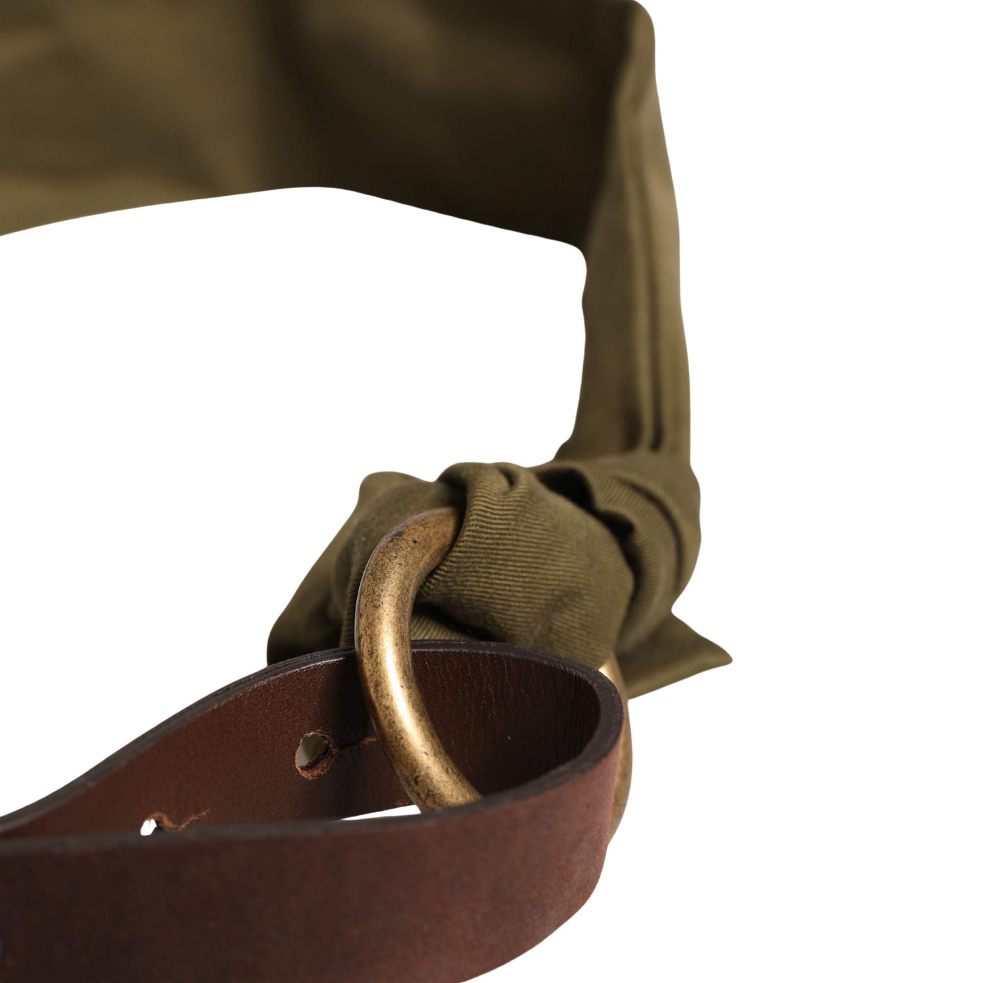 Ermanno Scervino Army Green Cotton Round Buckle Waist Belt