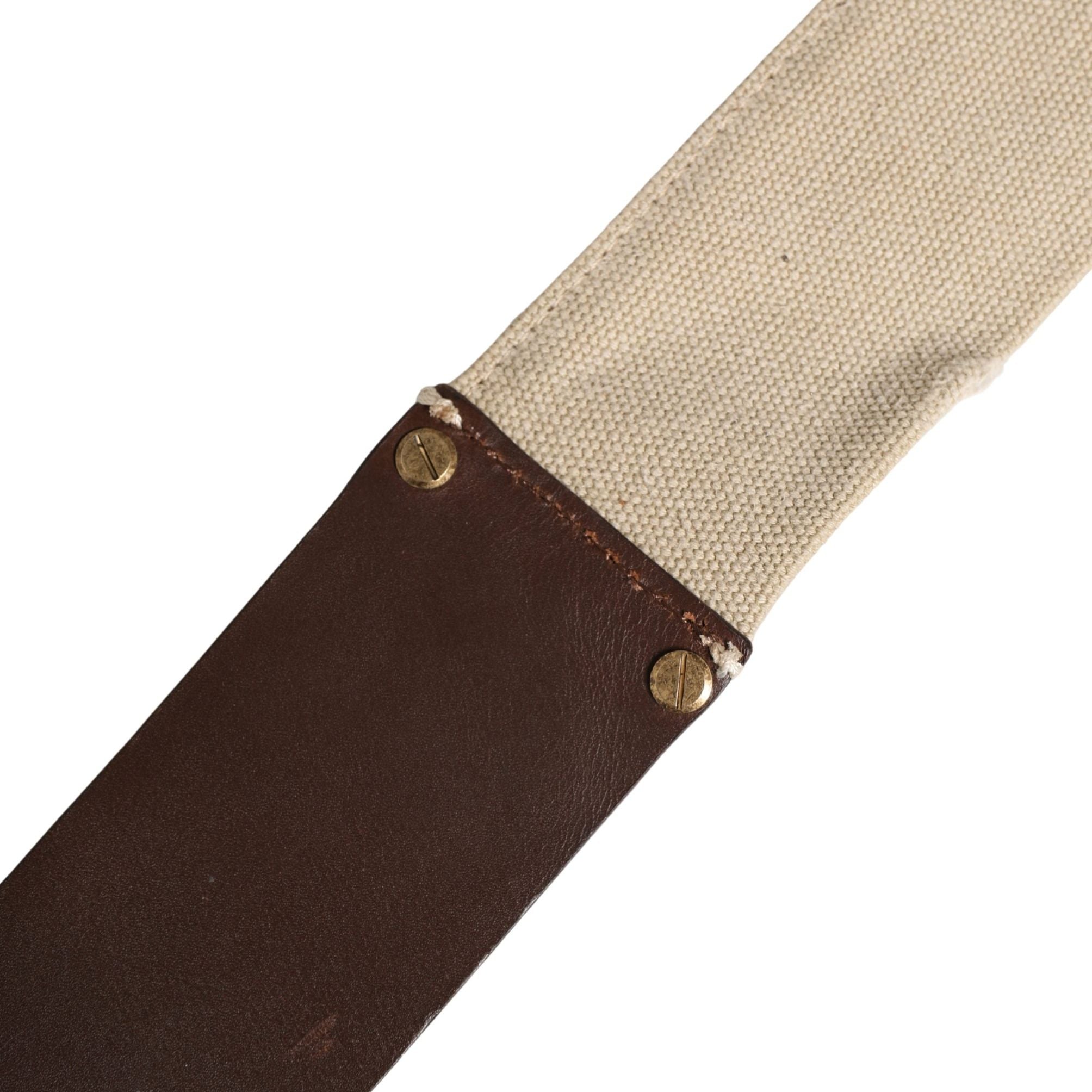 Ermanno Scervino Beige Brown Leather Canvas Metal Buckle Belt