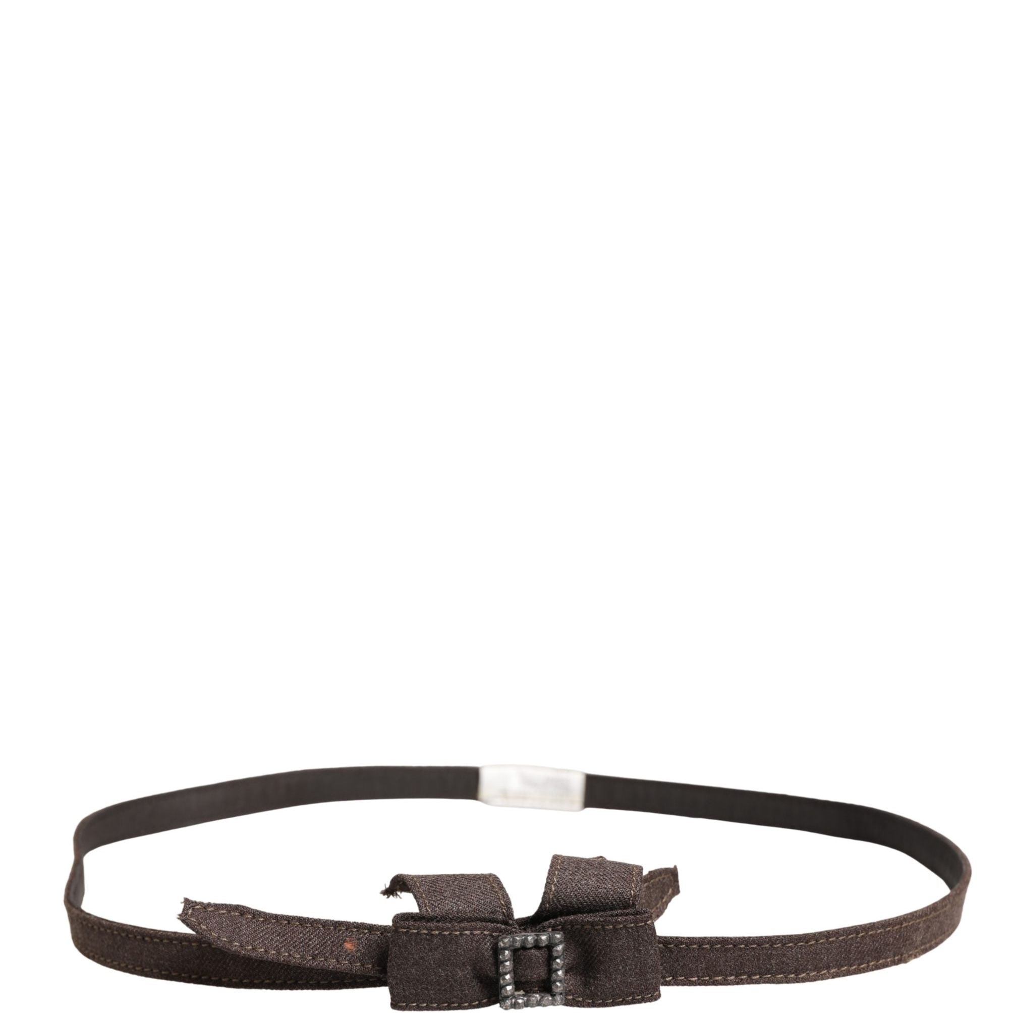 Ermanno Scervino Dark Brown Wool Bow Embellished Buckle Belt