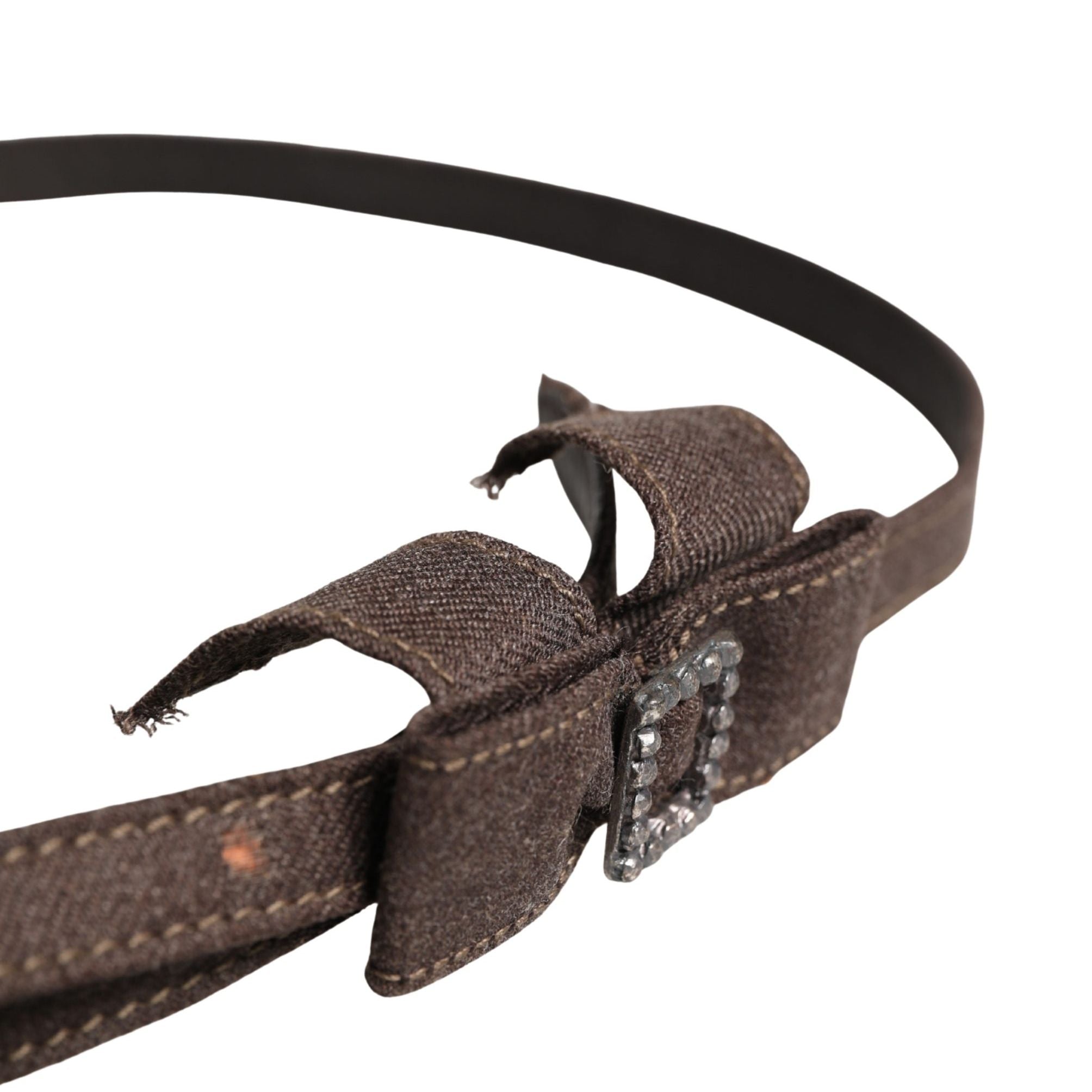Ermanno Scervino Dark Brown Wool Bow Embellished Buckle Belt