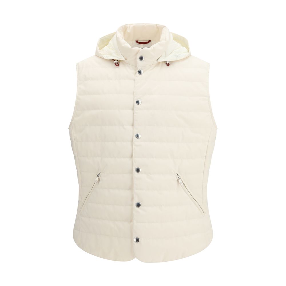 Brunello Cucinelli Beige Polyester Sleveless Jacket