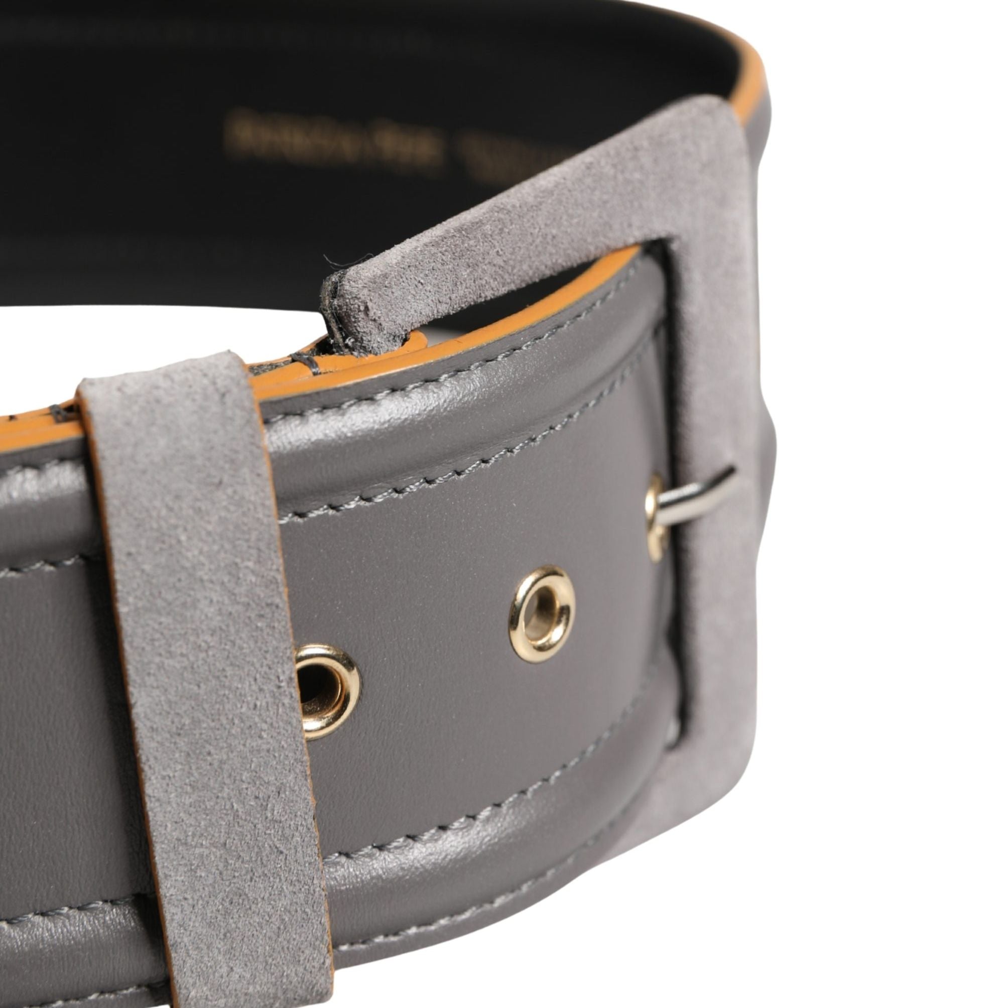 Patrizia Pepe Gray Genuine Leather Square Silver Metal Buckle Belt